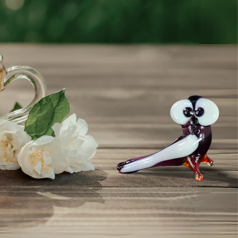 Purple Owl Figurine, Mini Glass Murano Quality Lampworking Glass Figurine