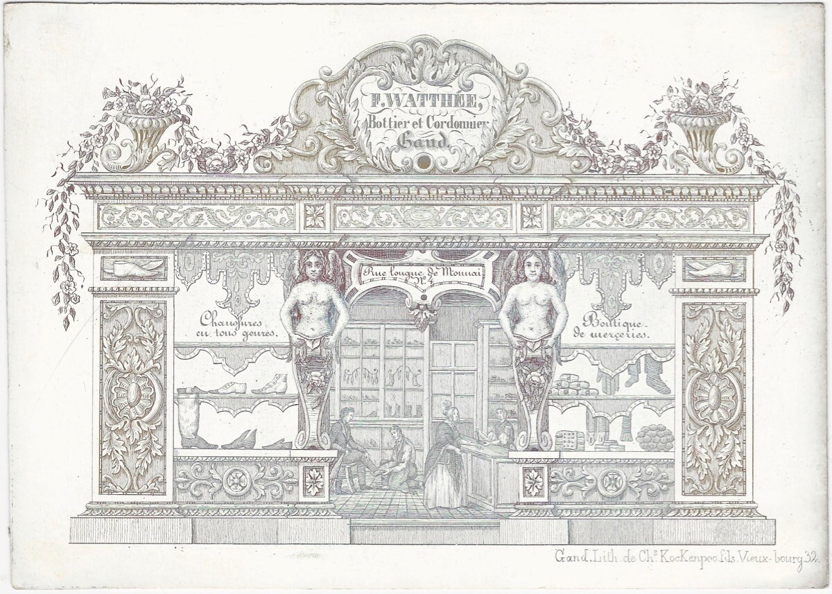 Boot Shoemaker Ghent Belgium Antique 19th Century Trade Advertising  Card