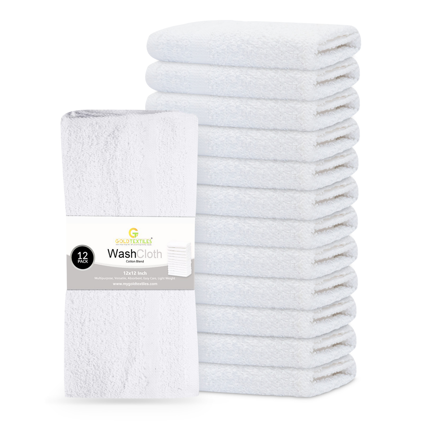Wash Cloth Towel Set 12x12 Cotton Blend Bulk Pack 12,24,48,60,120,480,600 Towels