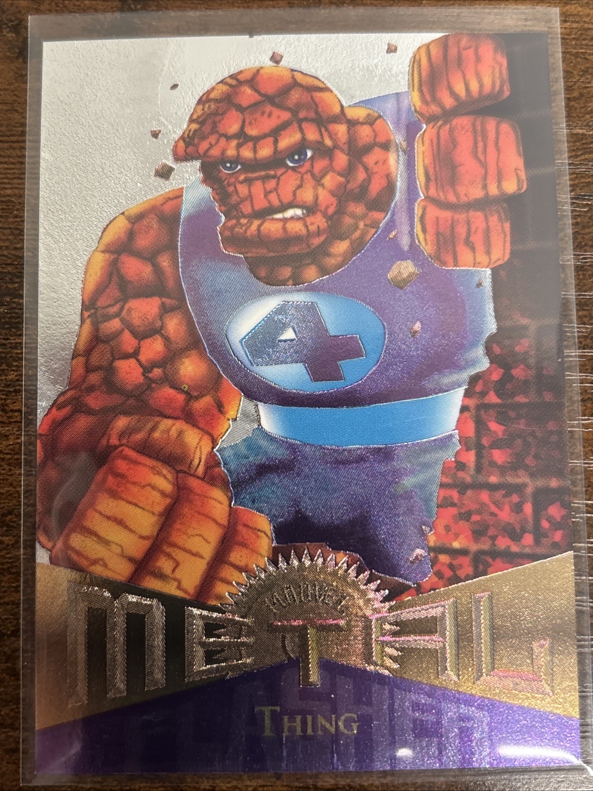 Thing - 1995 Fleer Marvel Metal #42 Silver Flasher
