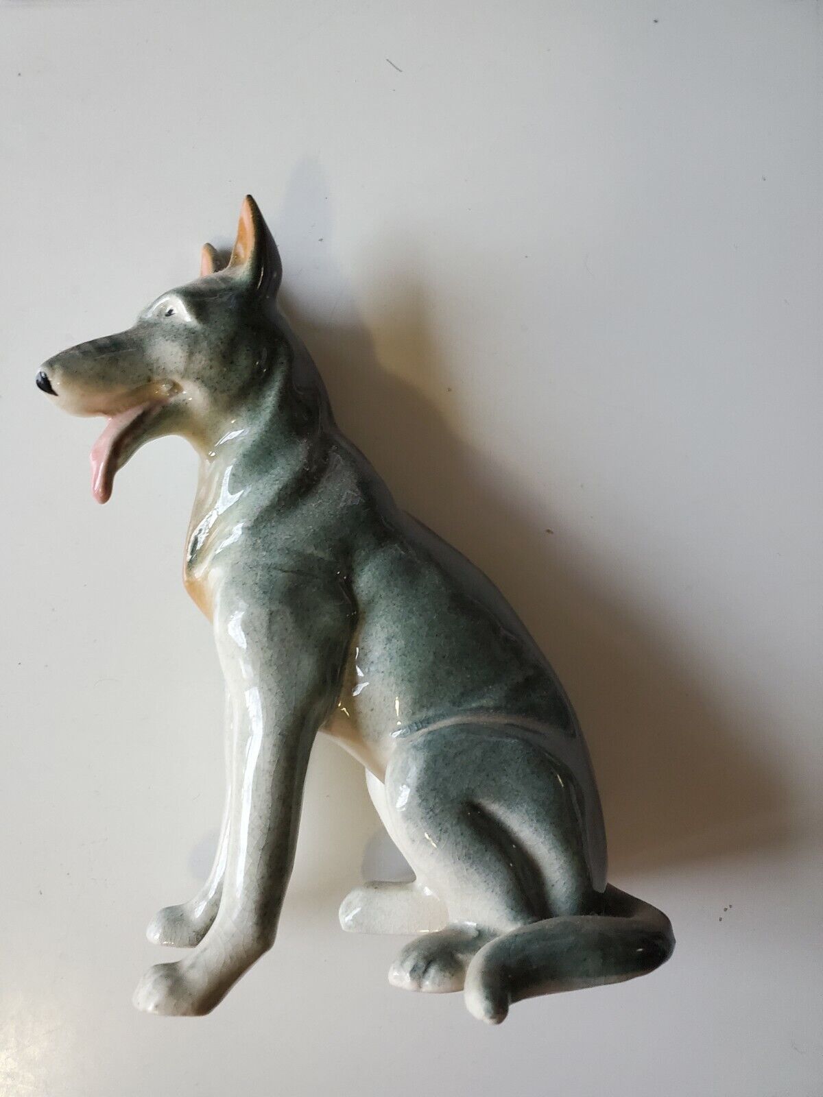 Vintage Blue Sable German Shepherd Ceramic Figurine Made in Japan. 7\