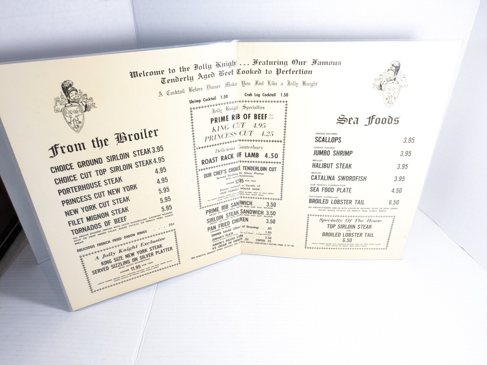 Vintage The Jolly Knight Restaurant Menu 1970s Garden Grove California