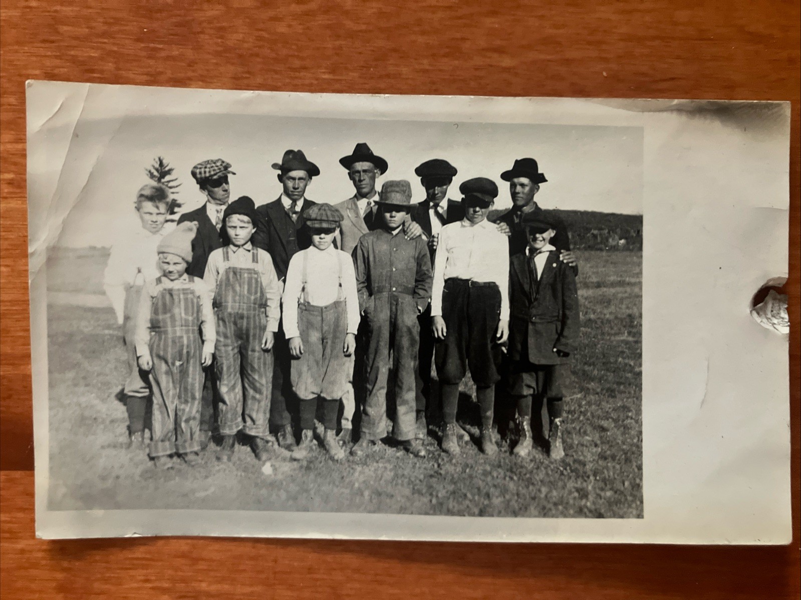 Vtg Found Photo 1920s Rural Farm Boys 2x4 Men Overalls Hats 1930s