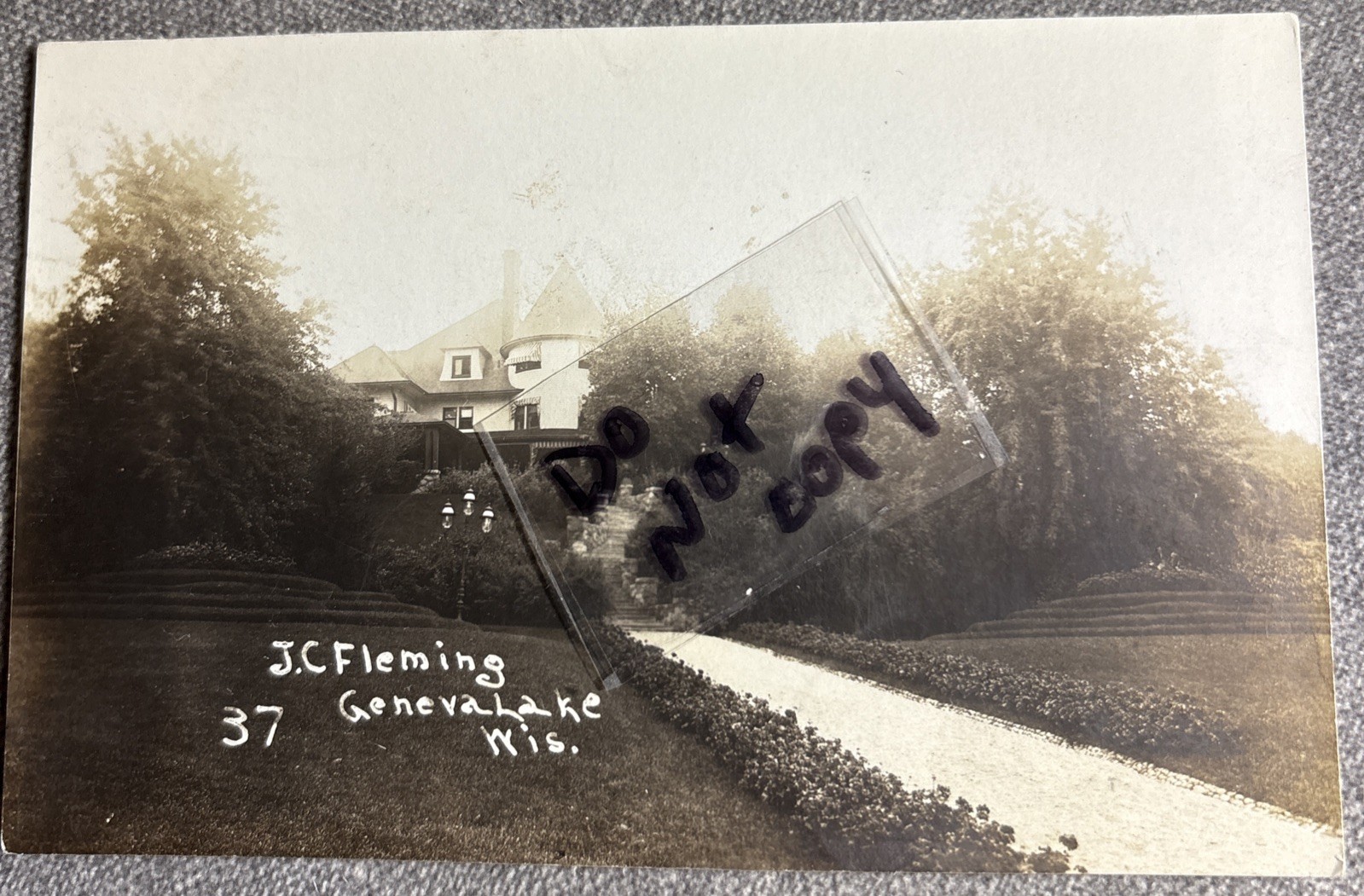 Lake Geneva WI J.C. Fleming Home Williams Bay Real Photo postcard Wisconsin RPPC Lake Geneva WI J.C. Fleming Home Williams Bay Real Photo postcard Wisconsin RPPC