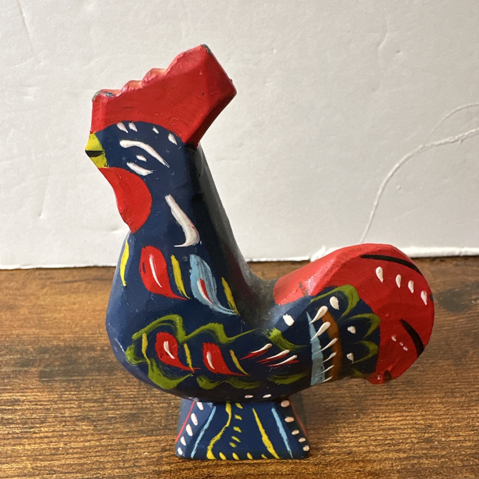 Swedish Hand Carved Painted Wooden DALA ROOSTER Folk Art GA Olsson Vintage 1960s