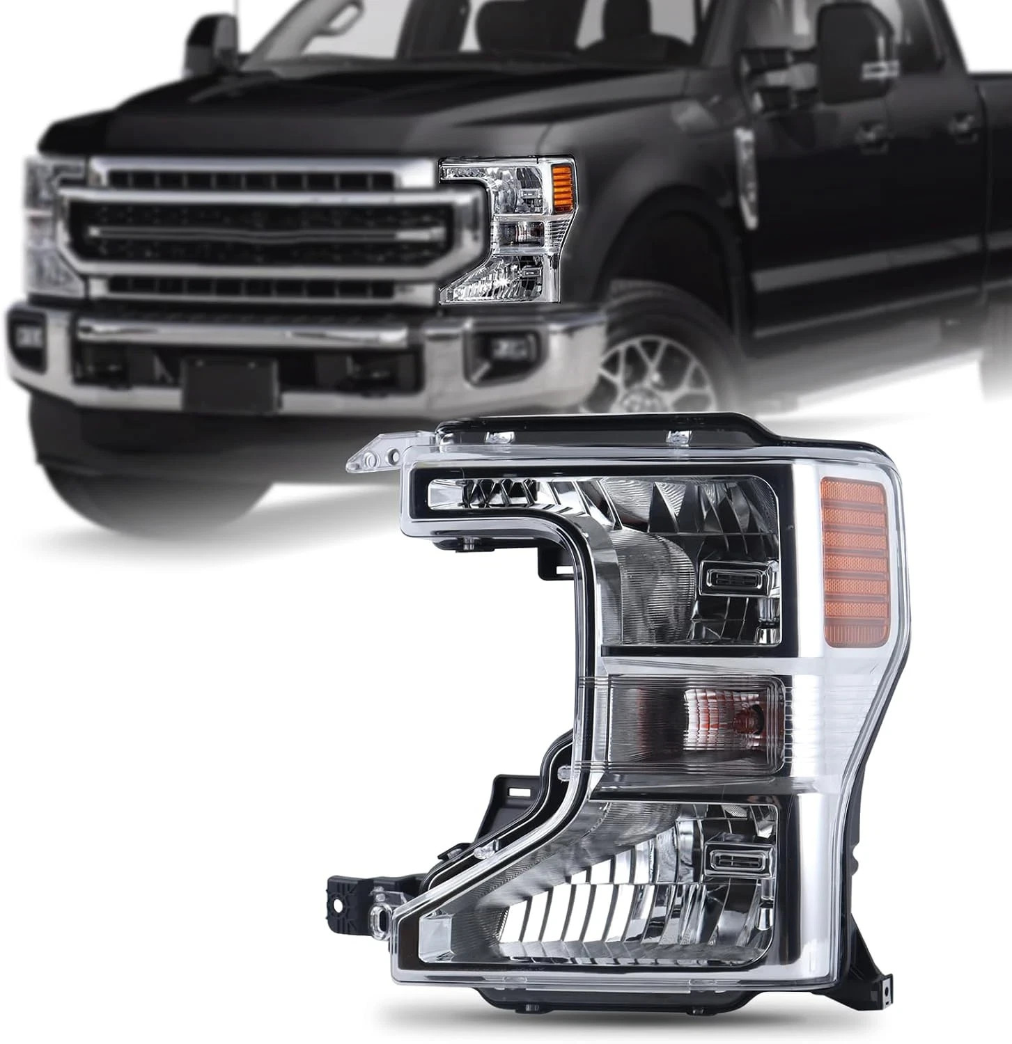 OEM Style Chrome Halogen Headlight Fits 2020-2022 Ford F250 F350 Superduty OEM Style Chrome Halogen Headlight Fits 2020-2022 Ford F250 F350 Superduty