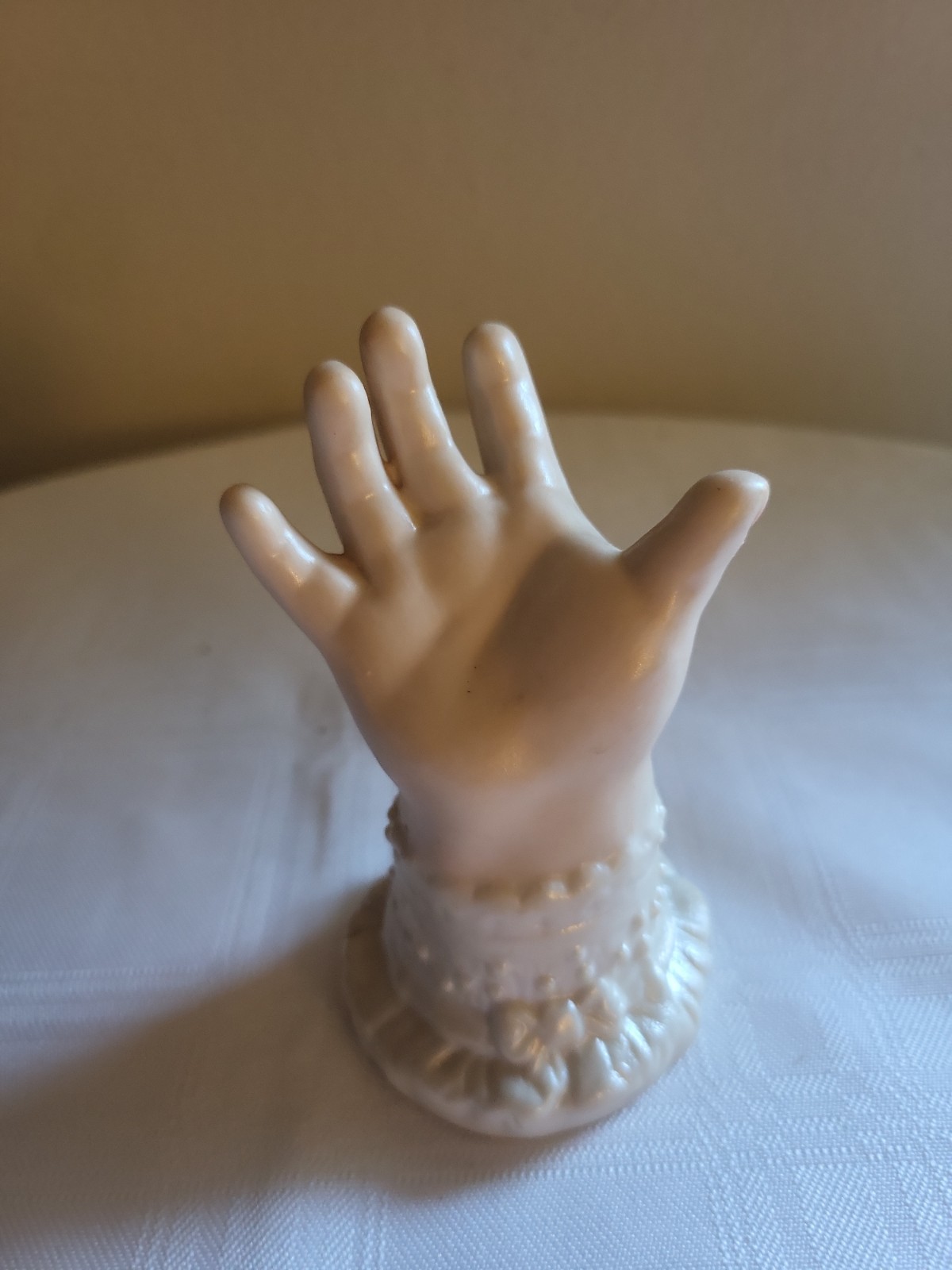 VTG Victorian Style Baby Hand Bisque Porcelain Ring Holder Vanity Matte 3.75 VTG Victorian Style Baby Hand Bisque Porcelain Ring Holder Vanity Matte 3.75