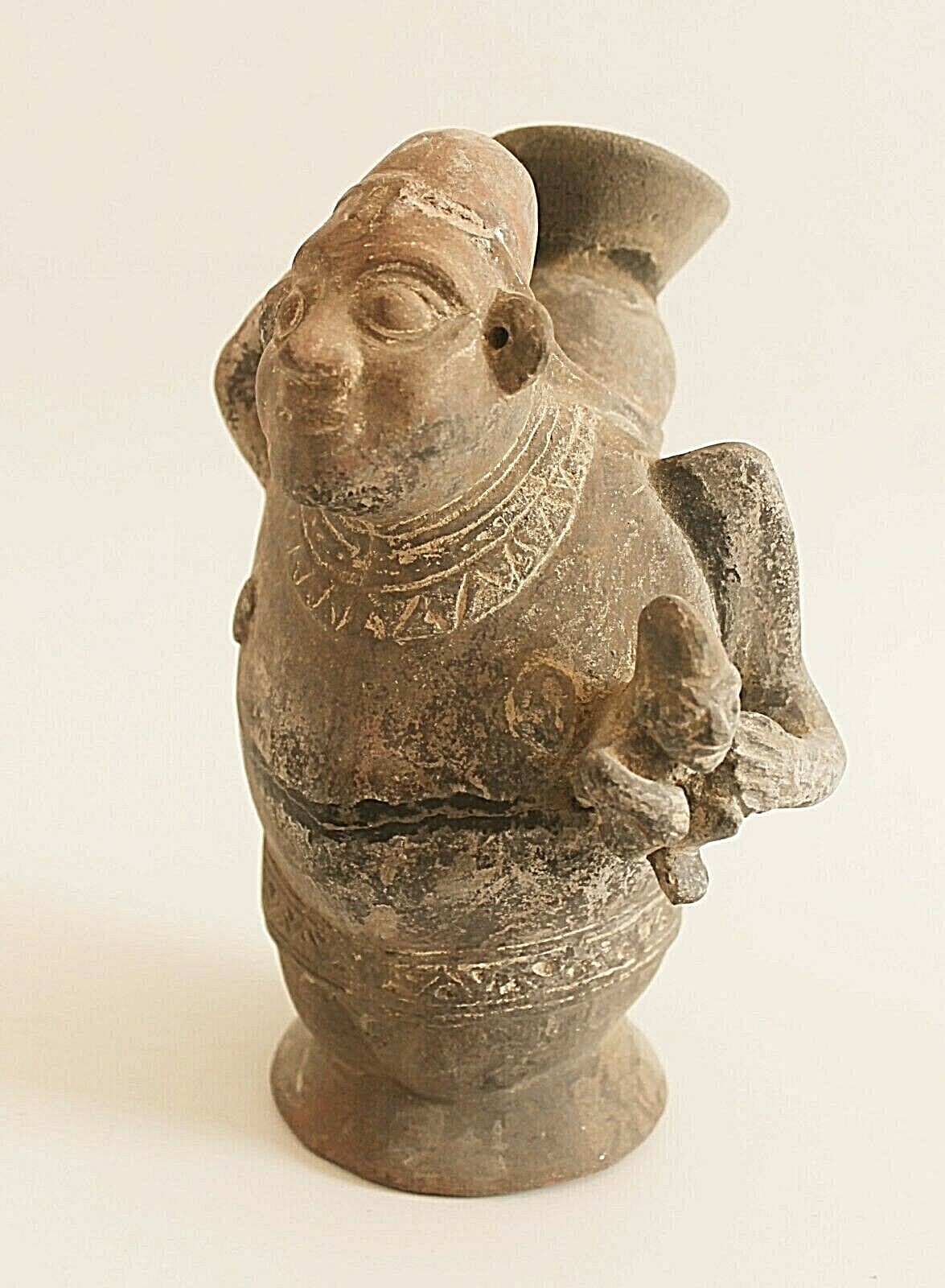 Pre-Columbian Peruvian Chimu Mother and Child Effigy Jar