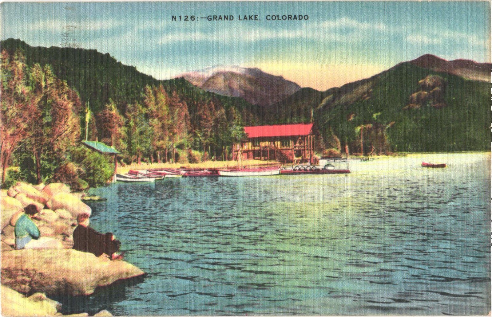 Grand Lake CO Boathouse Mountain View Divided Back Postcard c1910s Posted Grand Lake CO Boathouse Mountain View Divided Back Postcard c1910s Posted