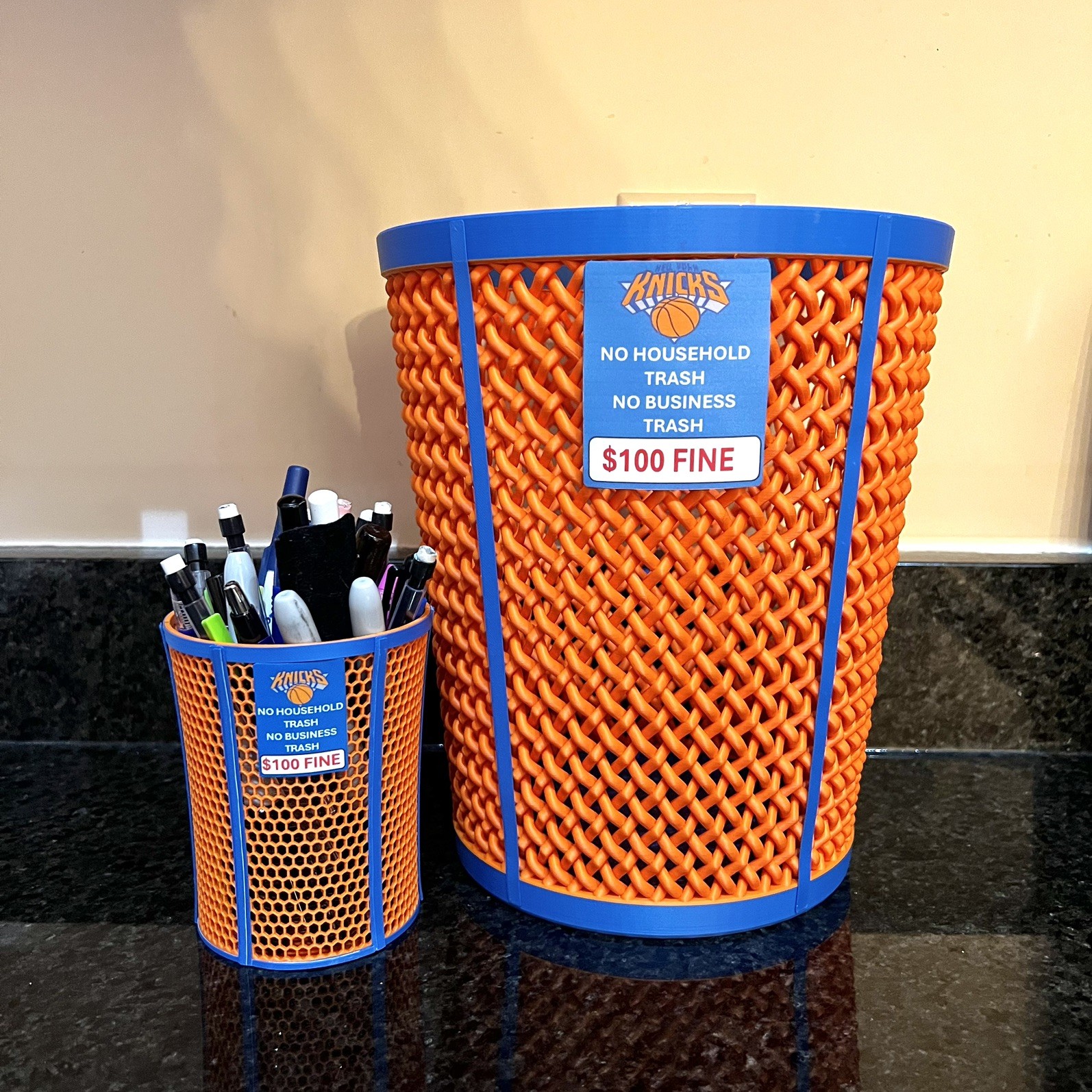 NY Knicks Trash Can - Basketball Gift Viral Blue Orange Trash Can