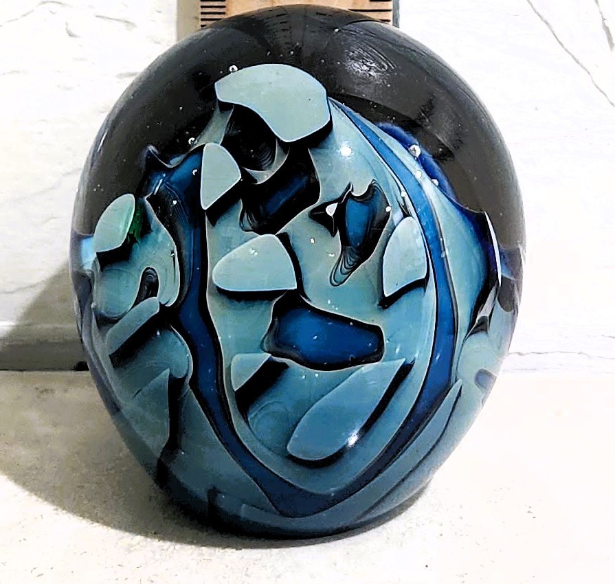 Vintage Robert Eickholt 1989 Signed Studio Art Glass Paperweight Ocean Sea Vintage Robert Eickholt 1989 Signed Studio Art Glass Paperweight Ocean Sea