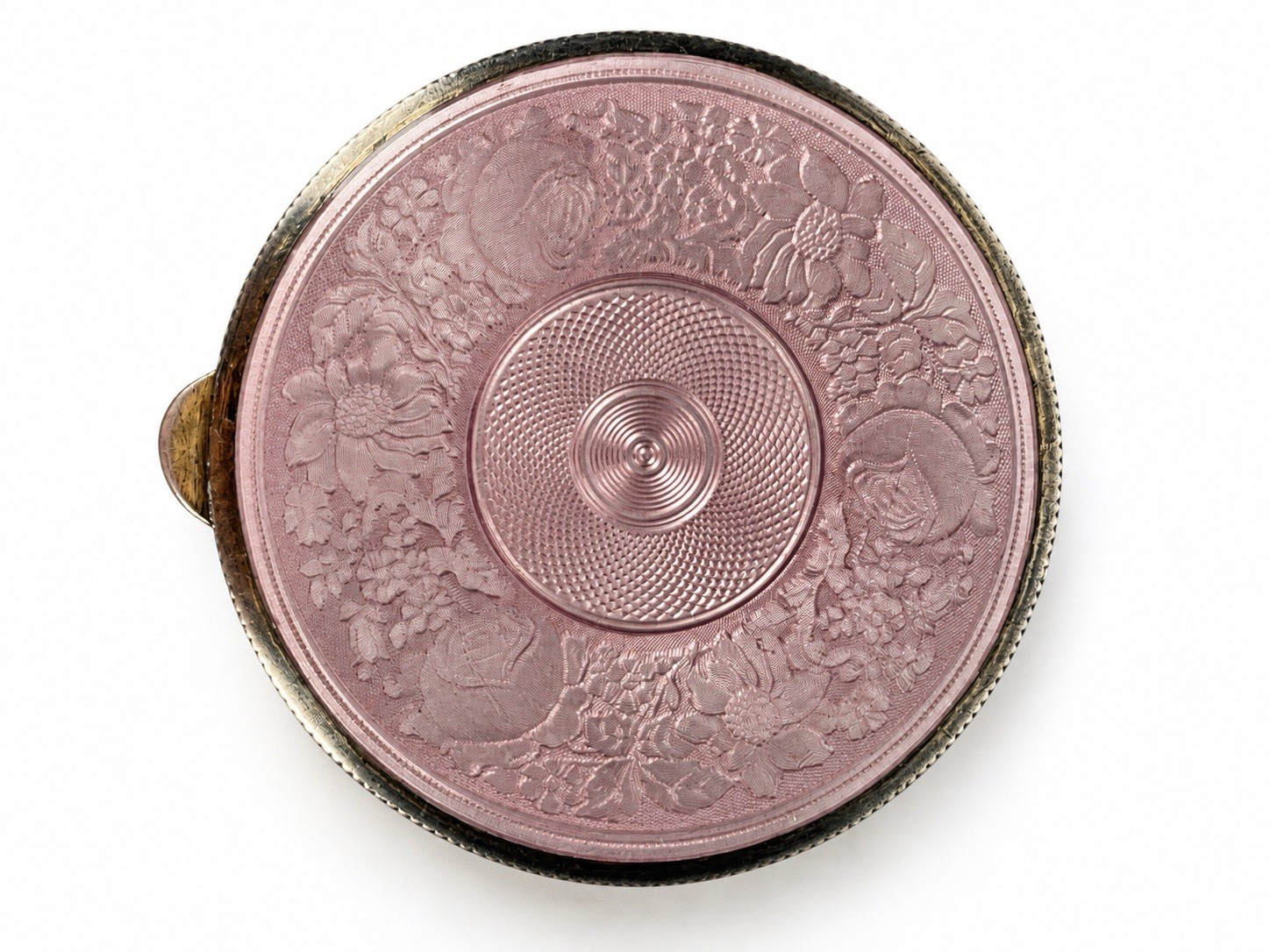 Vintage Austrian Sterling Silver Pink Floral Powder Compact Coty Puff & Mirror