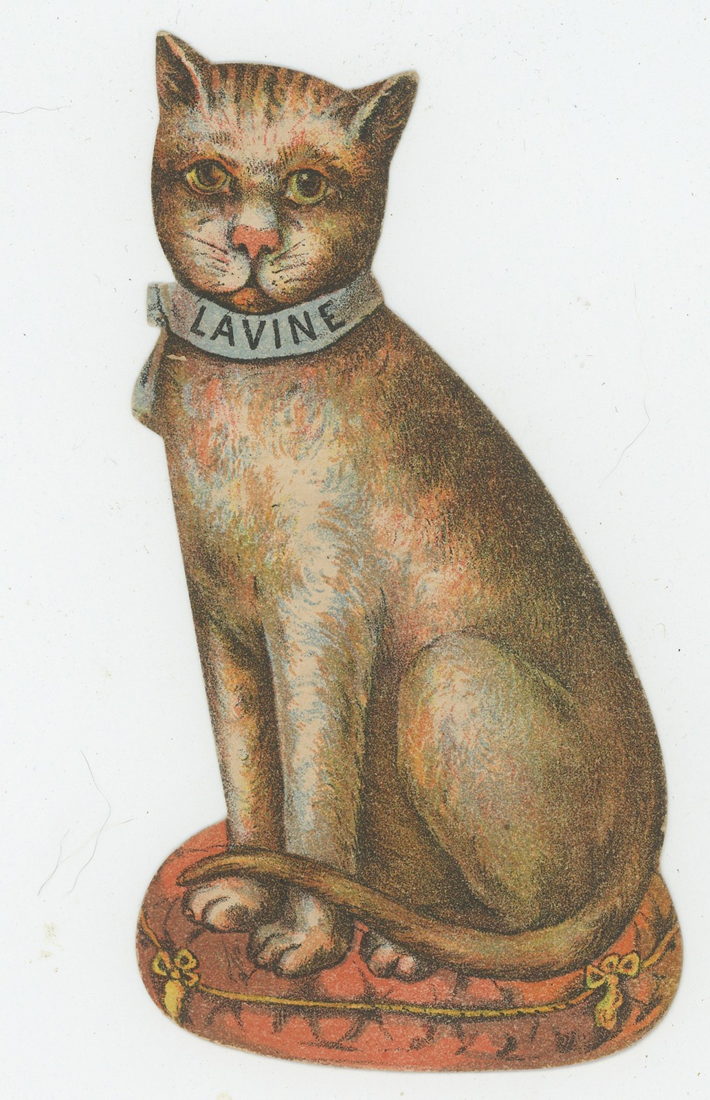 Diecut Lavine Cleanser Cat 1880\'s Trade Card