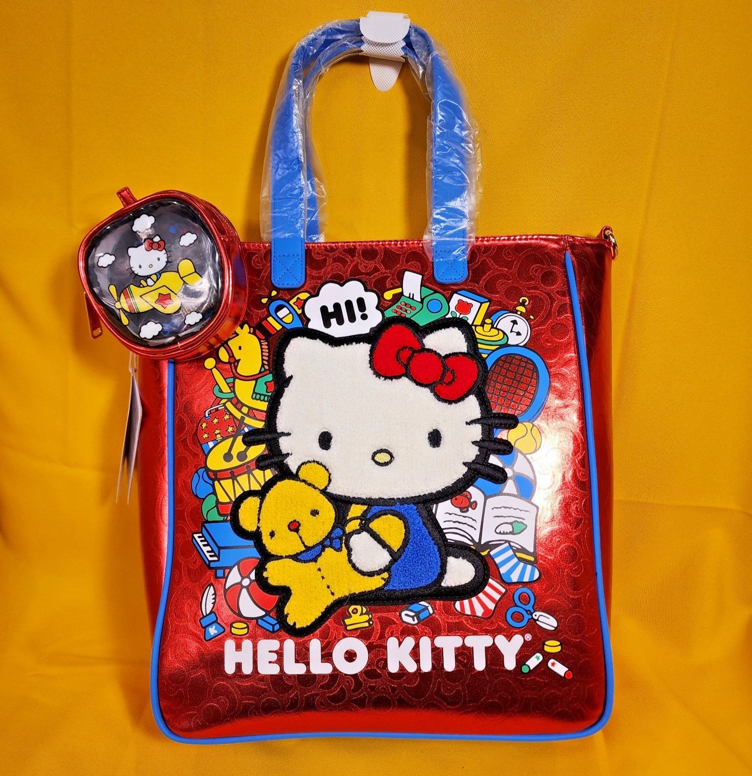Loungefly Sanrio Hello Kitty 50th Anniversary Metallic Tote Bag with Coin Bag