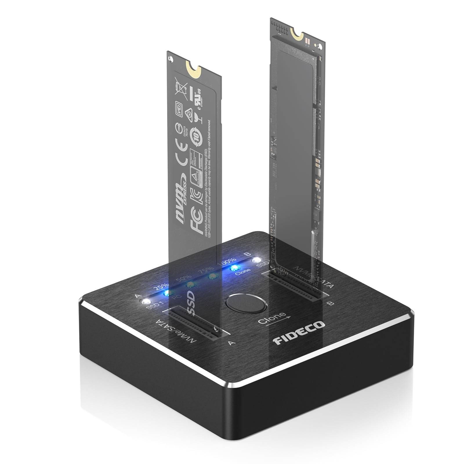 FIDECO M.2 NVMe SATA SSD Cloner Dock, USB 3.2 Gen 2 X 2, 20Gbps Dual NVMe SAT...