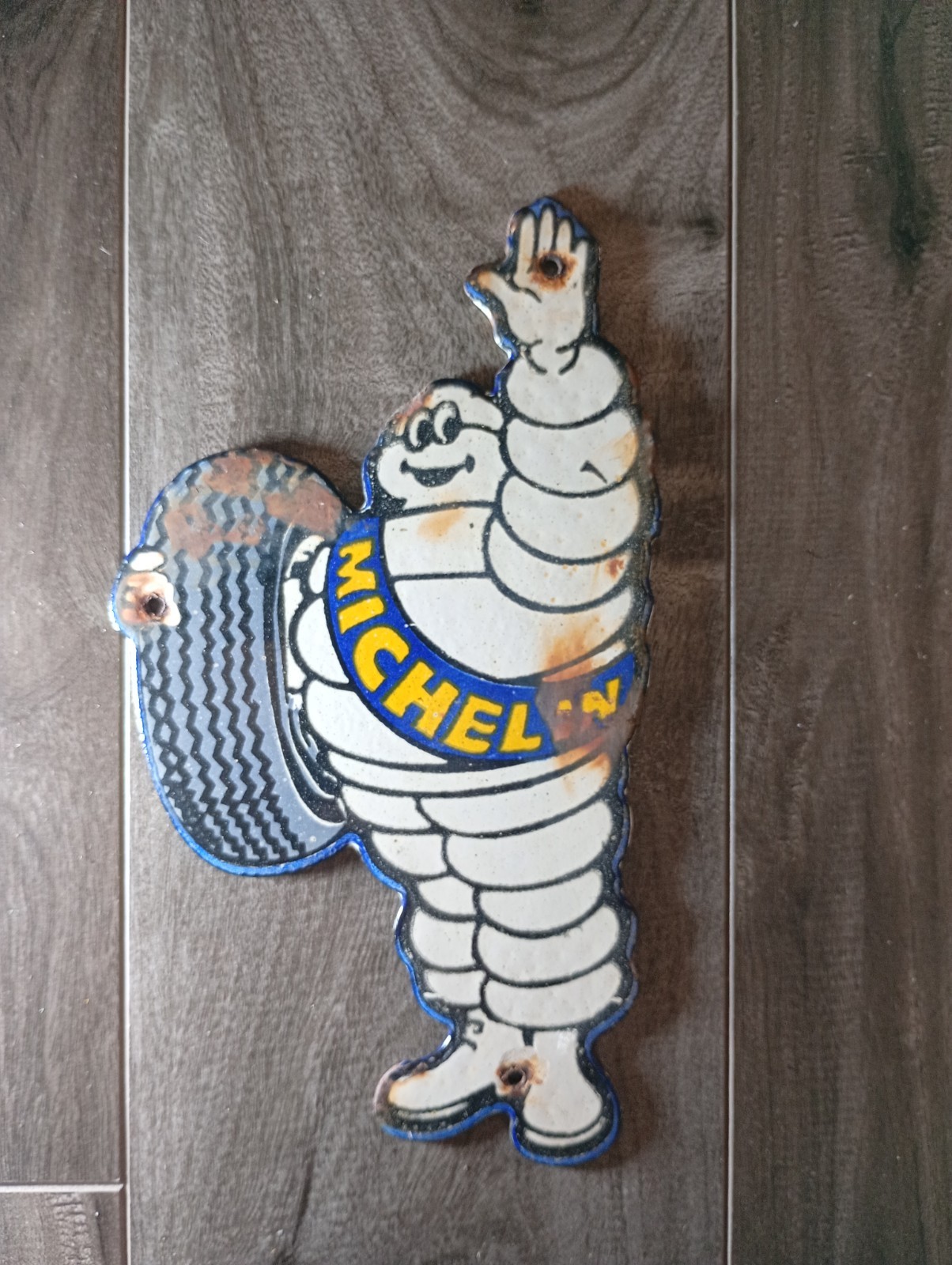 Vintage MICHELIN BIBENDUM MAN Porcelain Enamel Metal Metal sign 8\