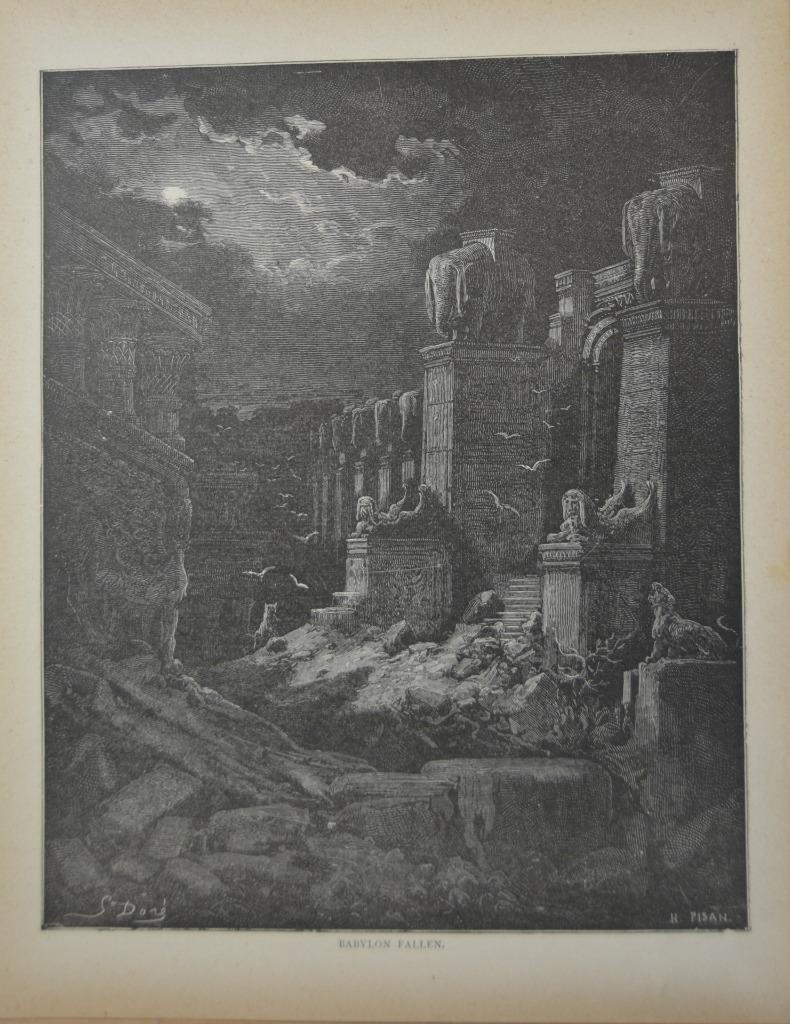 Antique Gustave Dore Babylon Fallen Christian Art History 1880 Victorian Era