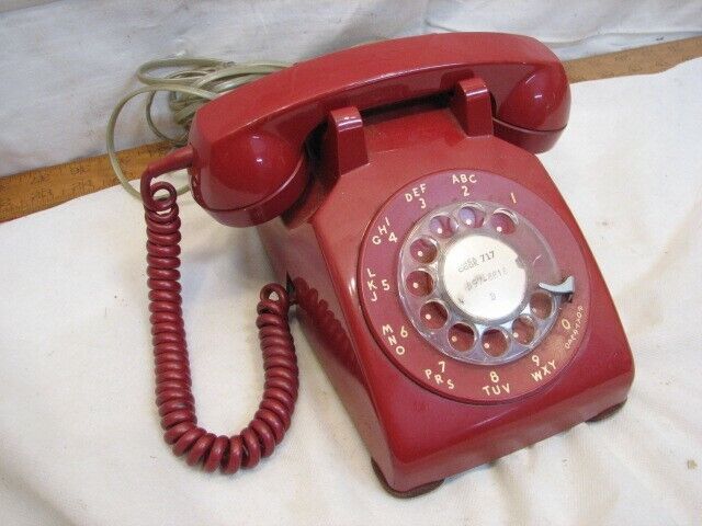 Bell System Western Electric C/D 500 Red Art Deco Rotary Phone Desk Telephone