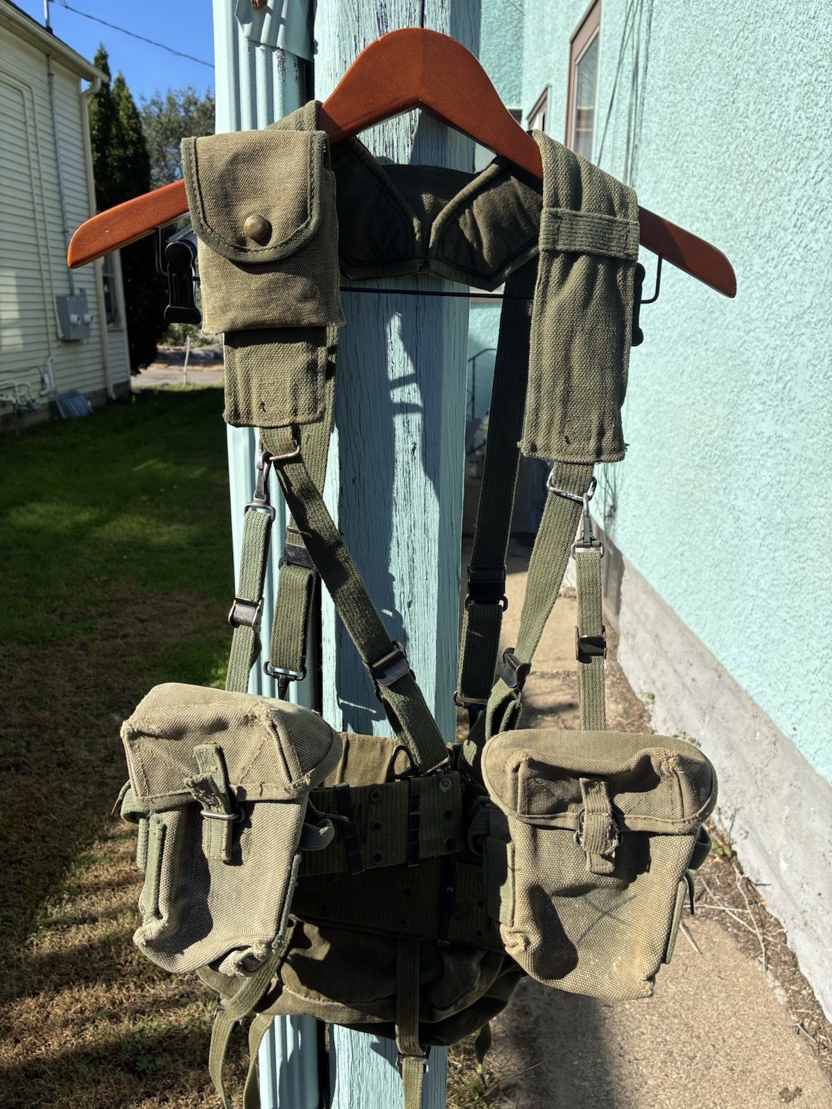 VIETNAM ERA M1956 Web Gear- Mag & Compass Pouches, Belt, Suspenders, Buttpack