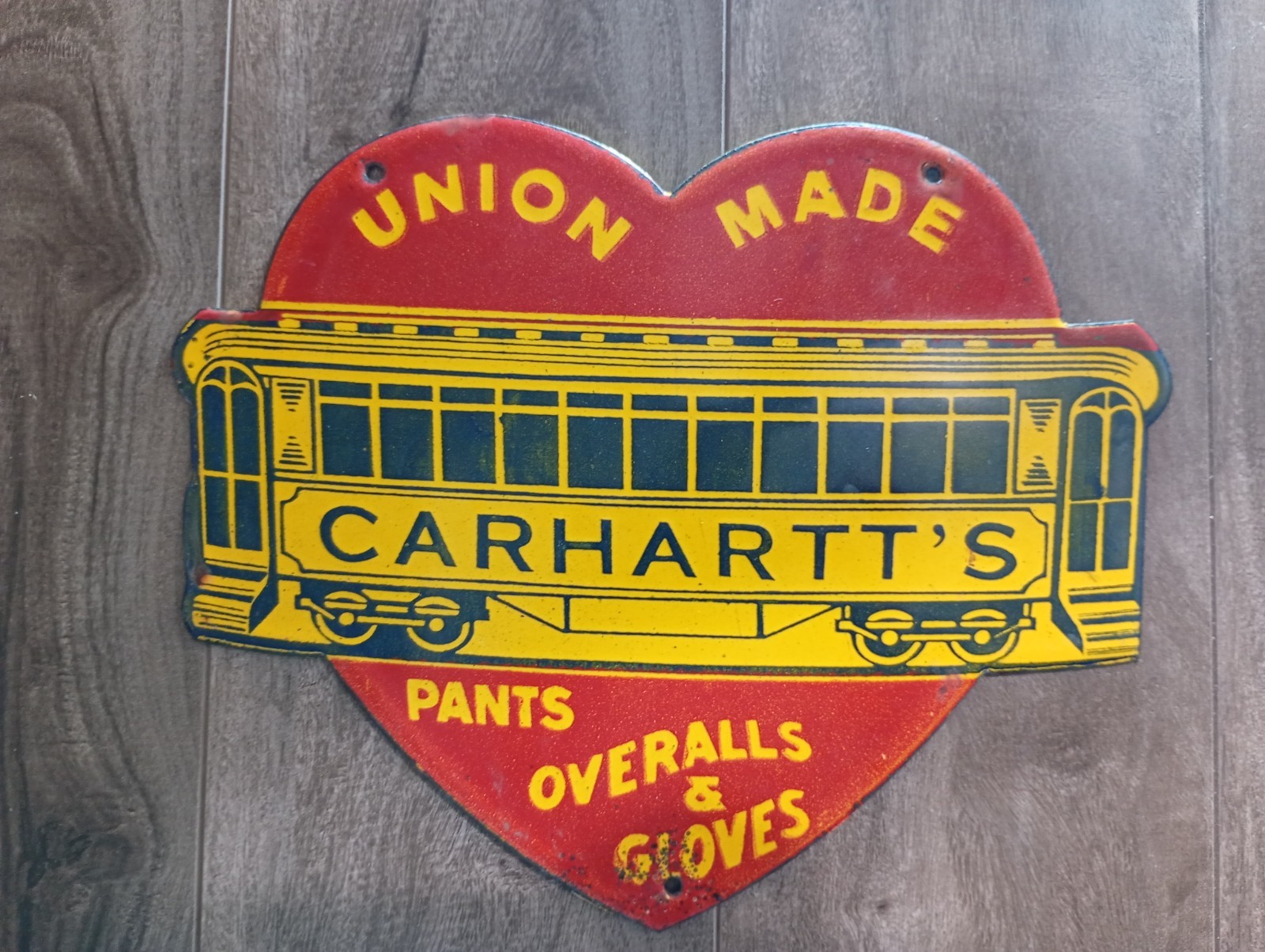 Vintage CARHARTT\'S UNION MADE Porcelain Enamel Sign 10\ Vintage CARHARTT\'S UNION MADE Porcelain Enamel Sign 10\