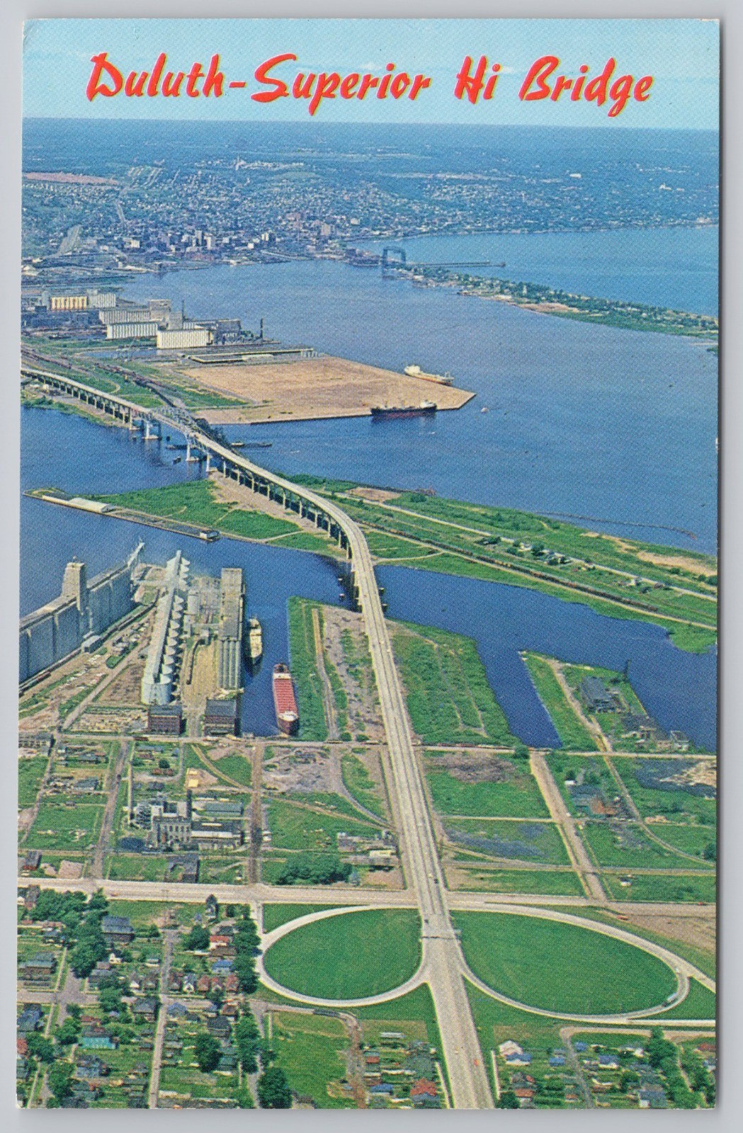 Duluth Superior Hi Bridge Aerial View Minnesota Wisconsin Postcard
