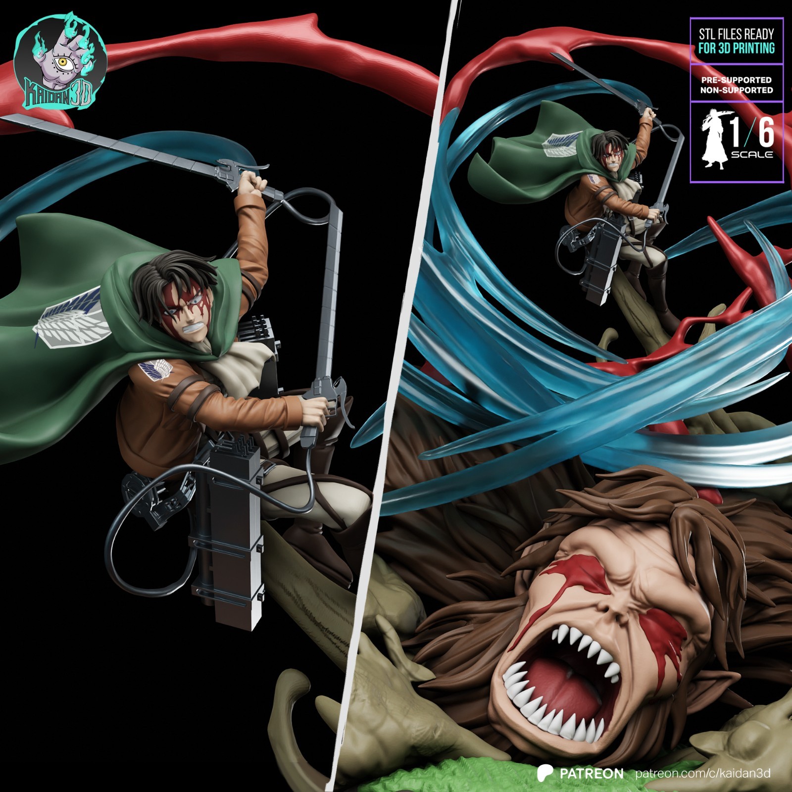 Levi vs Beast Titan Diorama | Attack on Titan | UNPAINTED 1/6 Scale Resin Kit