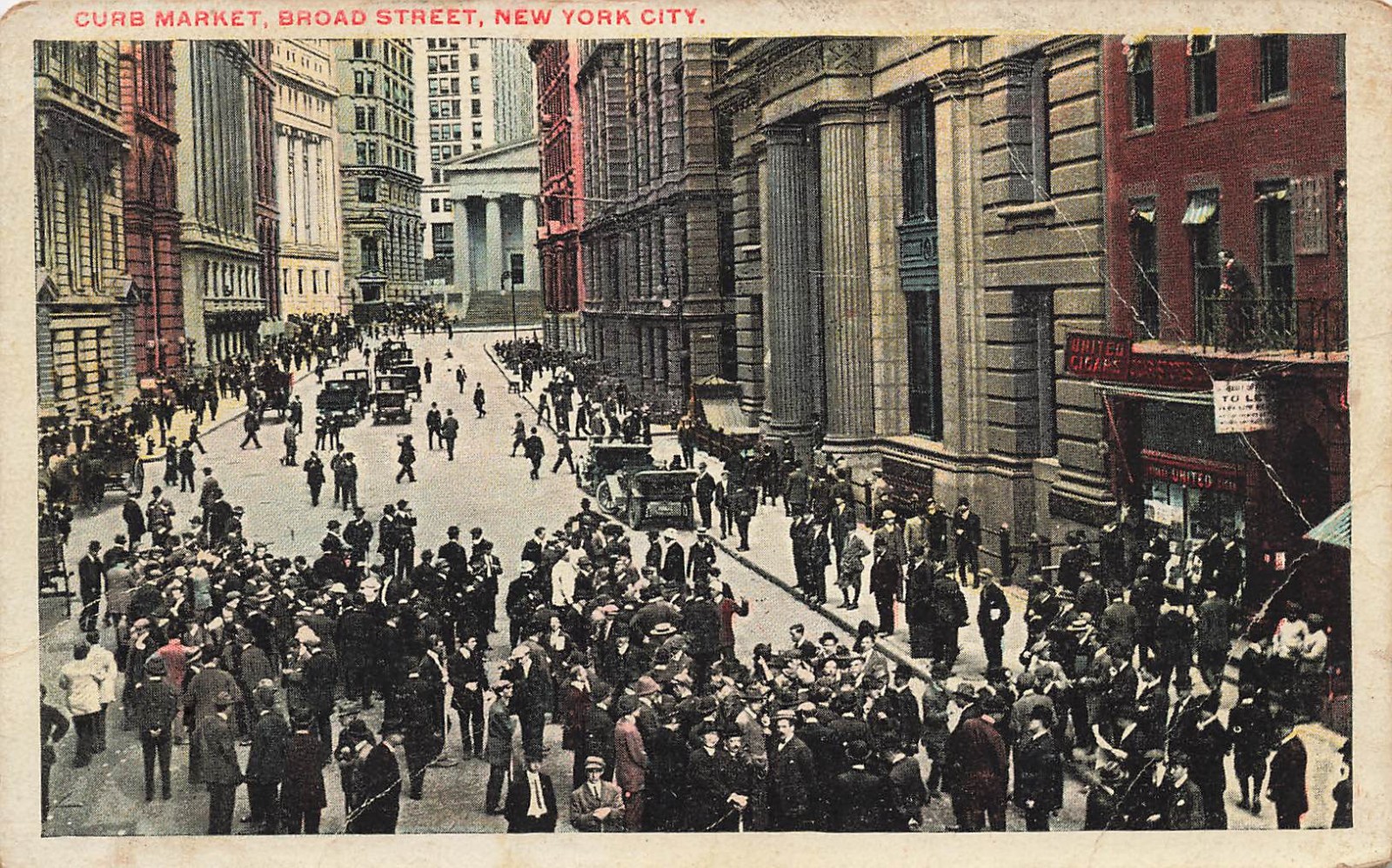 CURB MARKET ON BROAD STREET SCENE POSTCARD NY NEW YORK CITY 1910s