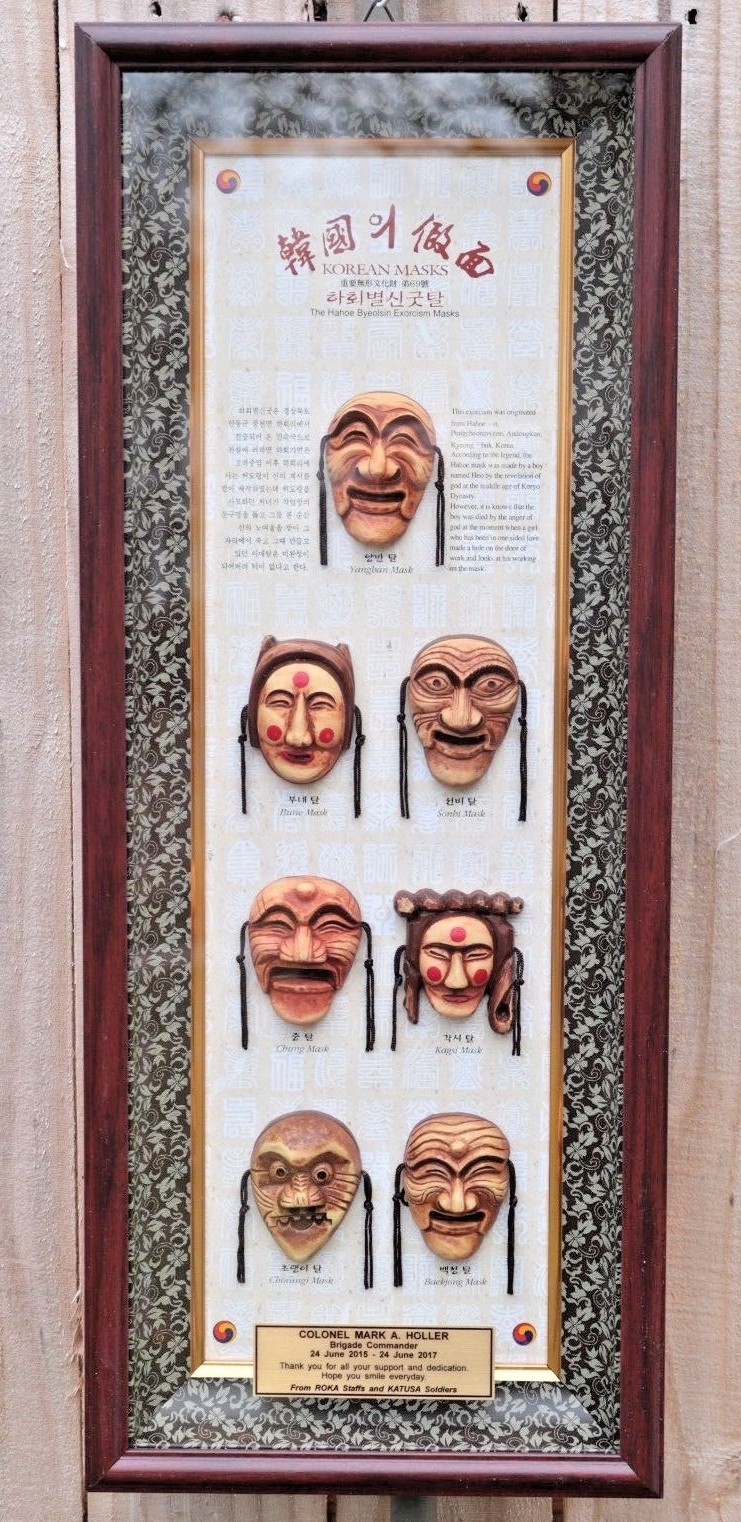 Korean Hahoe Exorcism Mask Plaque - Col. Mark Holler 35th ADA Brigade Commander