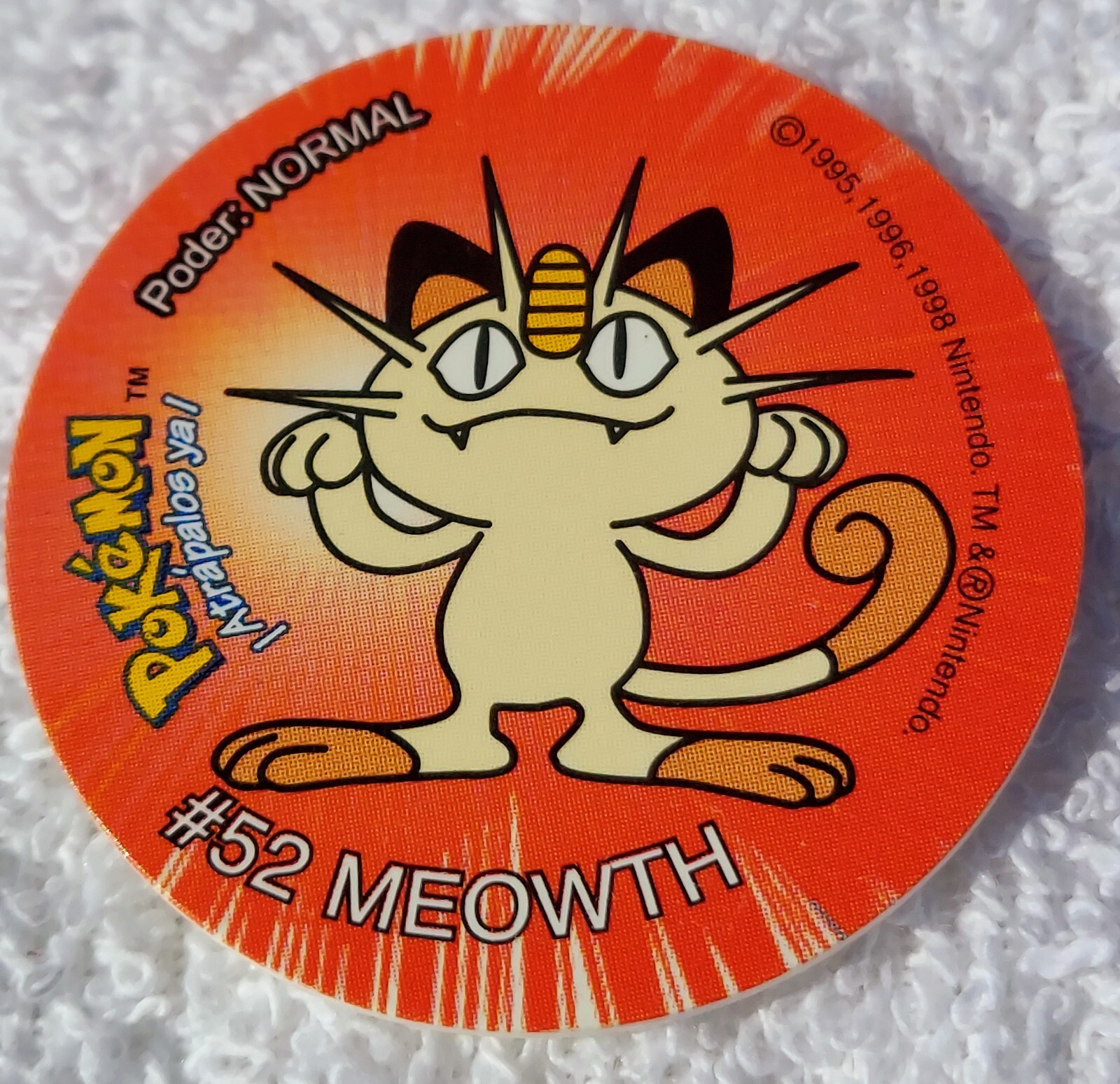 1998 Tazos POKEMON 1 Sabrita\'s MEOWTH #52 Nintendo Mexico NOS FAST 1998 Tazos POKEMON 1 Sabrita\'s MEOWTH #52 Nintendo Mexico NOS FAST