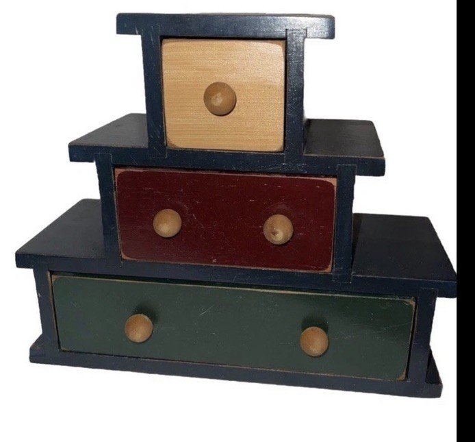 Fun Vintage small spice drawer apothecary cabinet multicolor wood ￼