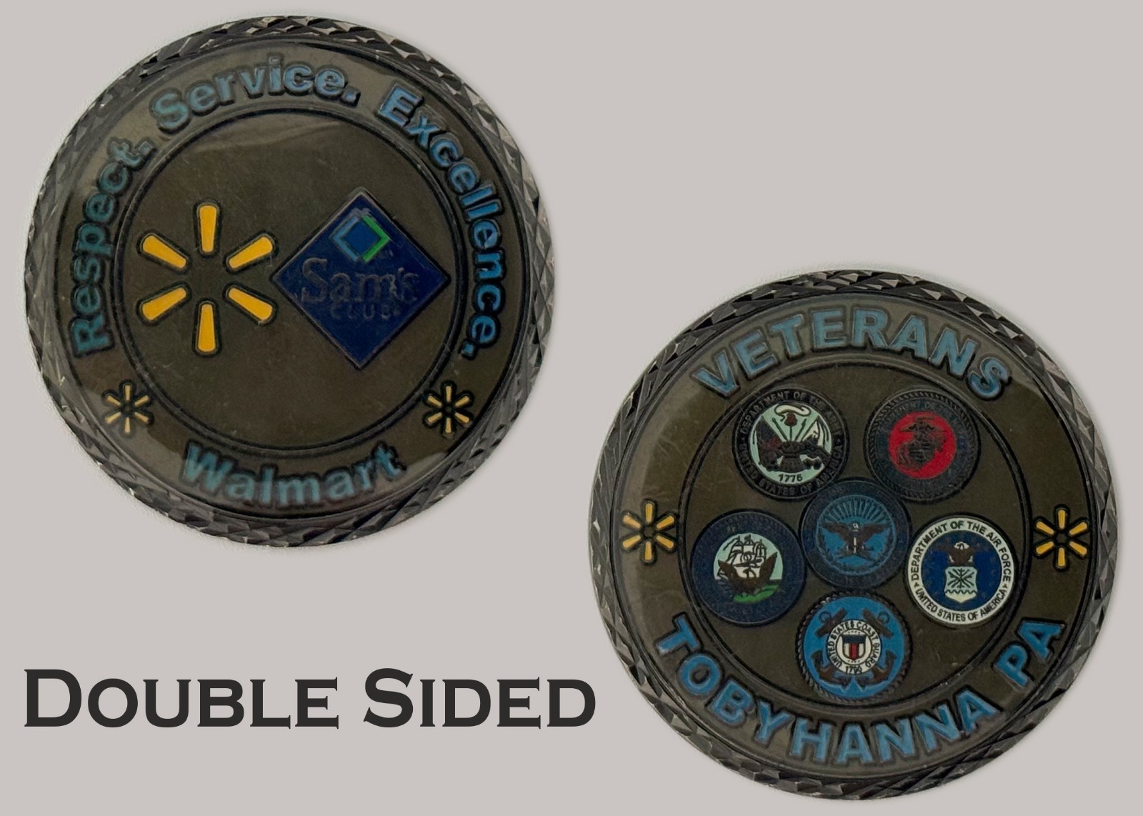 Walmart Sams Club Veterans Challenge Coin – Service Respect Excellence  J#1