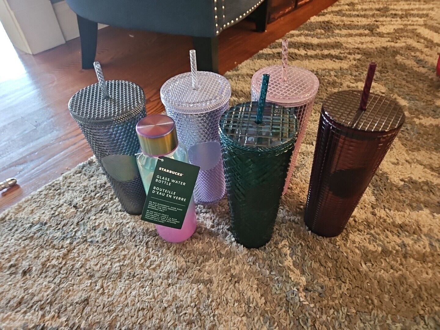 Starbucks Pink/Silver/Purple Grid Disco Holiday 2020 Cold Tumbler Studded LOT