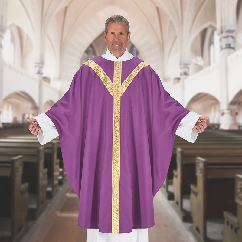 Purple Chasuble Vestment, Via Aurea Chasuble and Stole, Purple Church Vestments