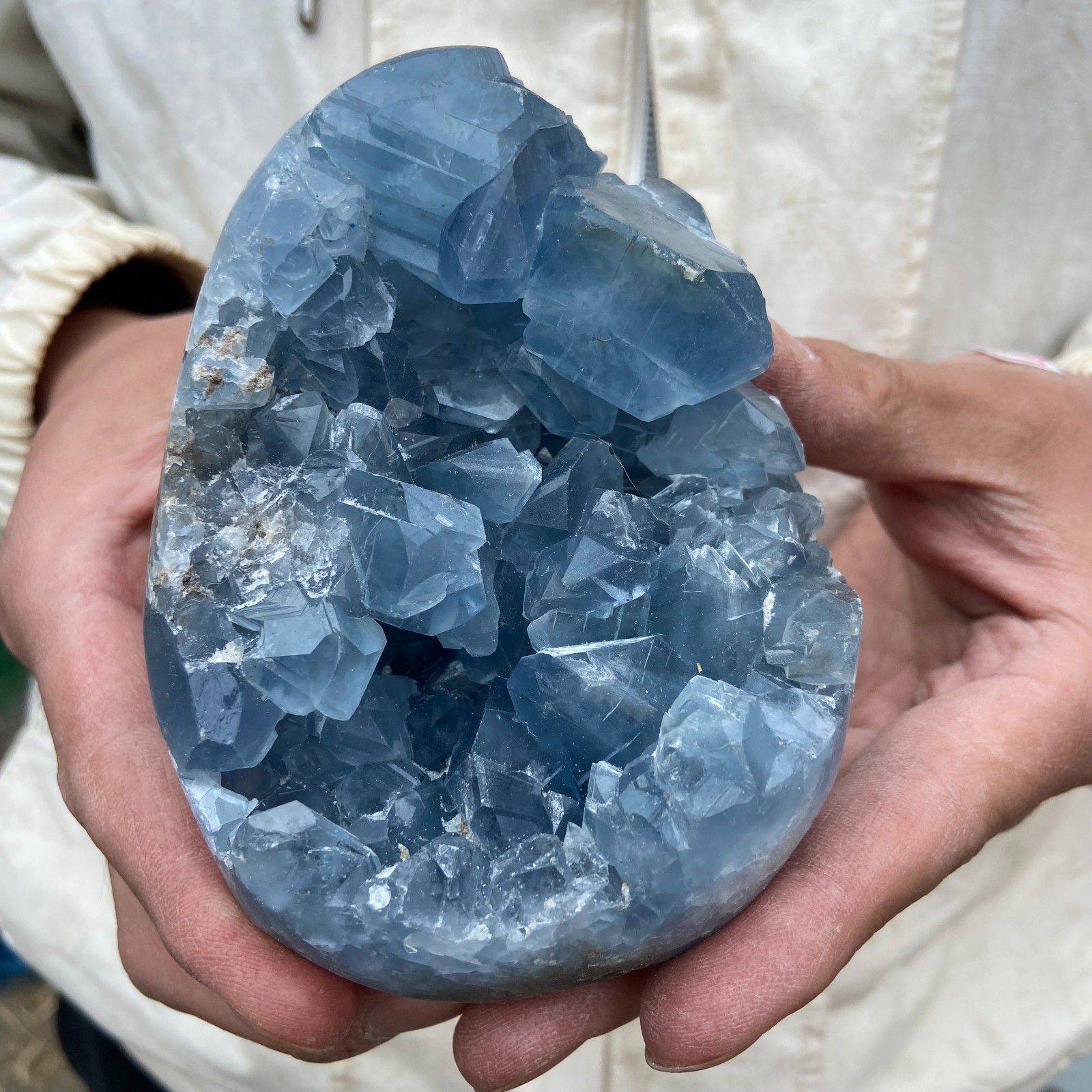 2.2lb natural blue celestite geode quartz crystal mineral specimen healing