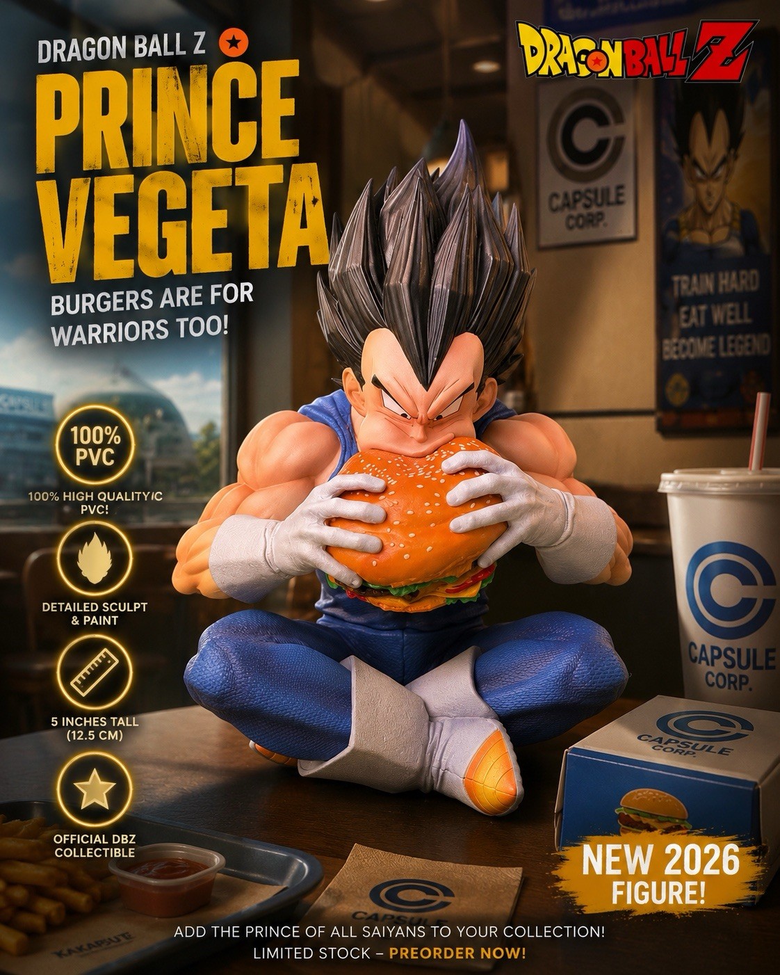 **NEW** Dragon Ball Z Vegeta - Eating Hamburger 5in. (12.5cm)