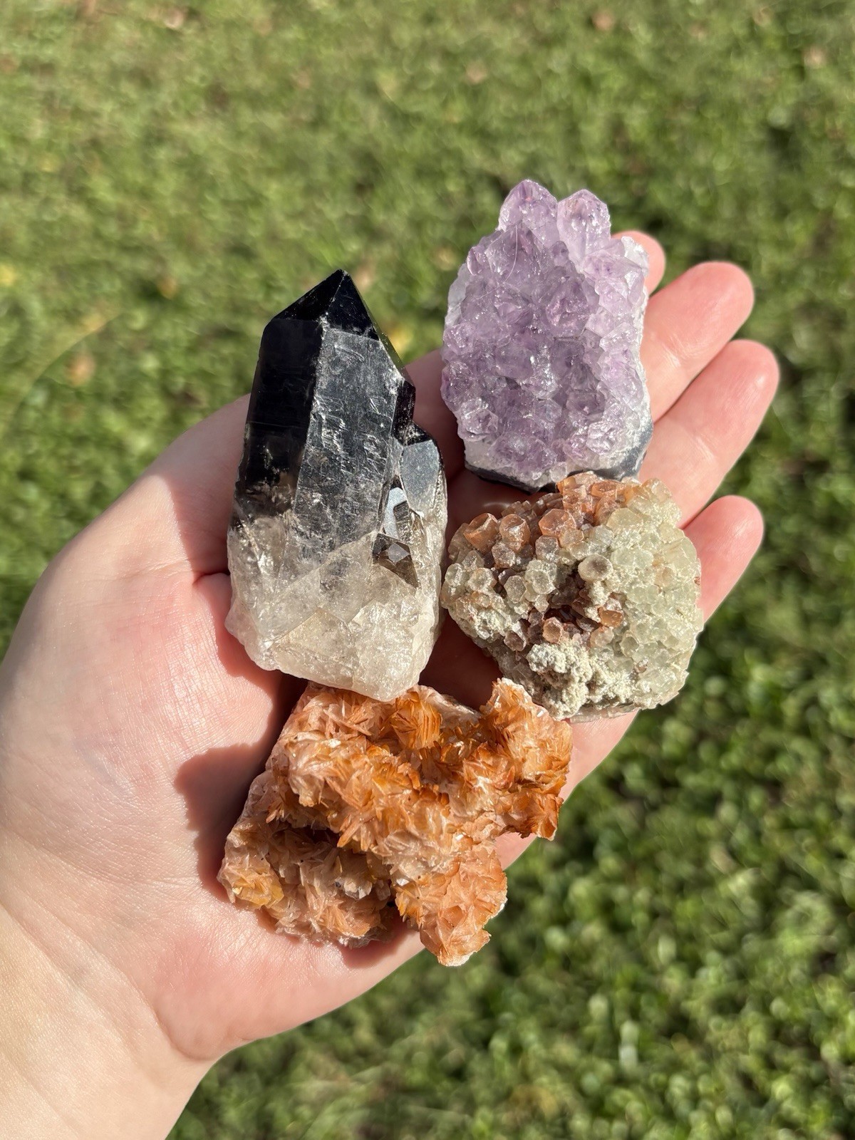 Bulk Natural Crystal Clusters Lot- Smoky Quartz, Barite, Aragonite & Amethyst