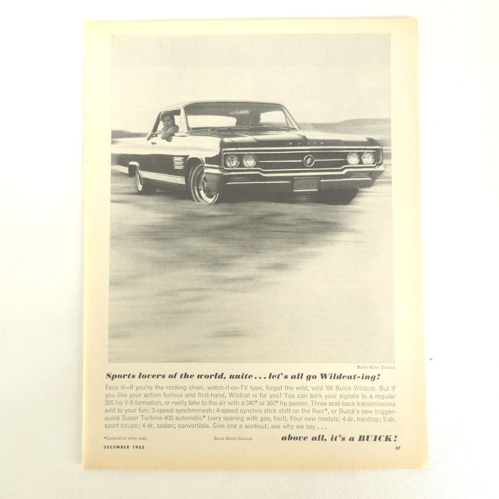 Buick Wildcat 1964 Print Ad V8 Muscle Car Vintage Garage Wall Art Car Show Decor