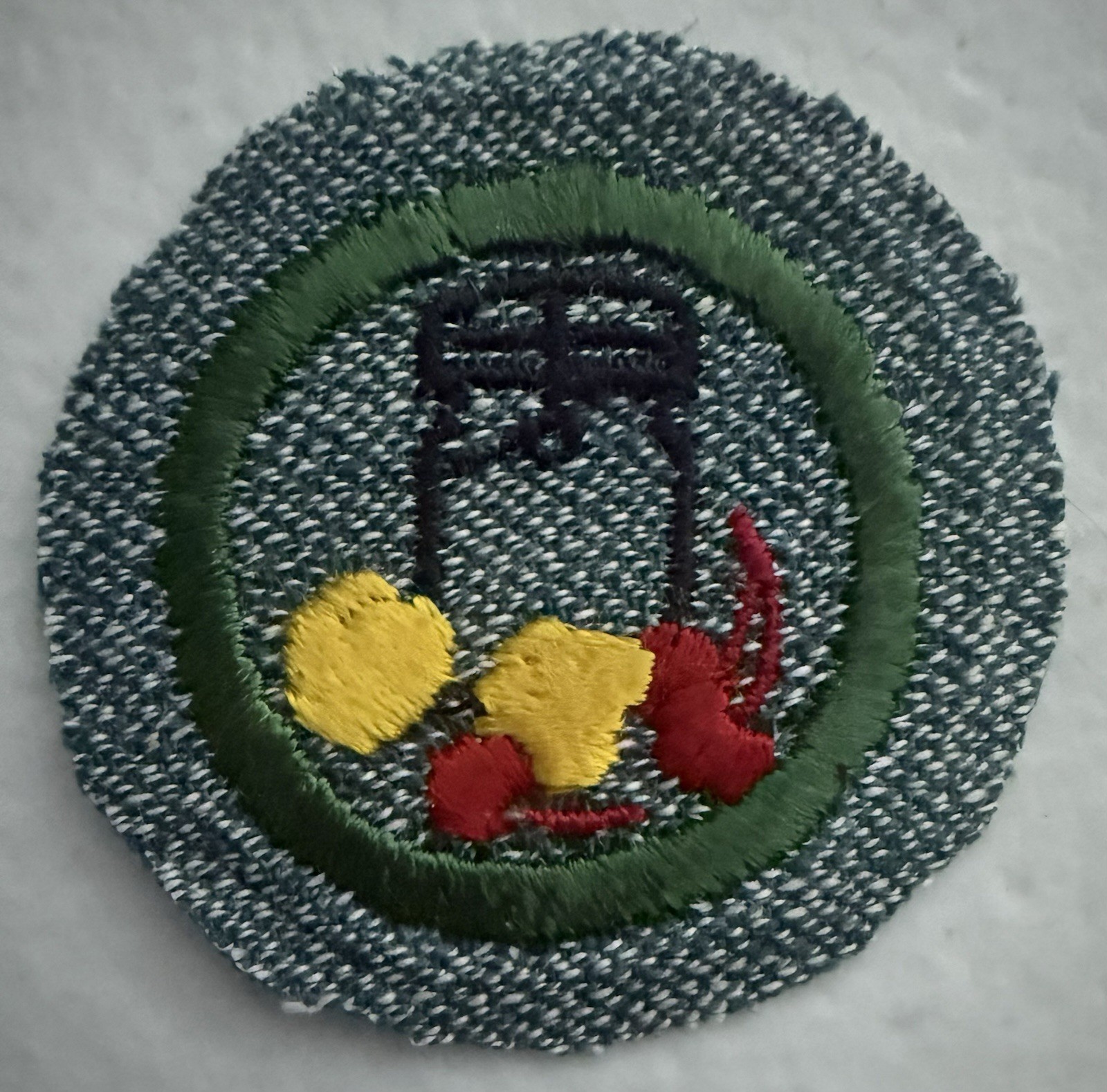 RARE VINTAGE 1947 ONLY INTERMEDIATE GIRL SCOUT  FOOD BADGE-SG WHITE THREAD
