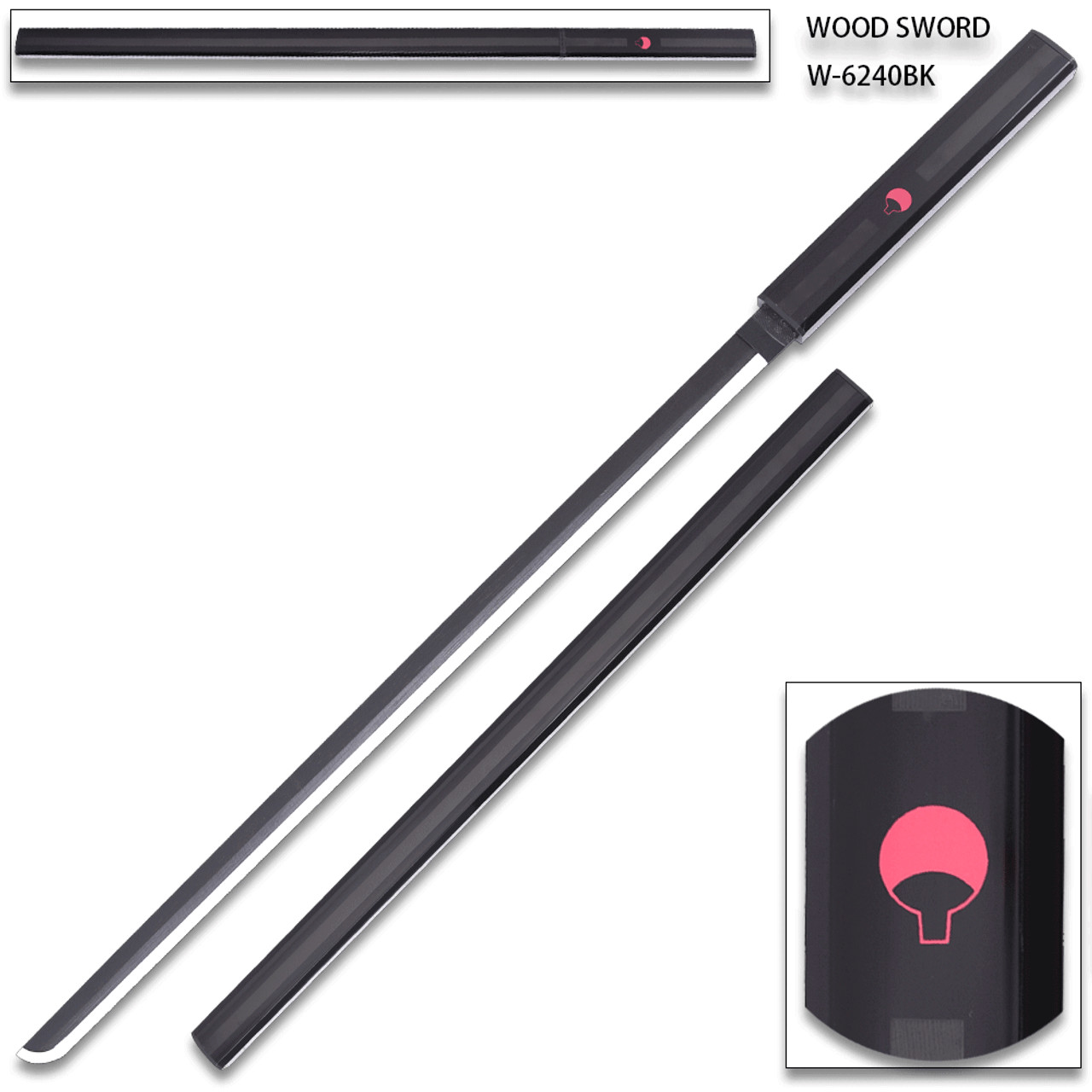 Sasuke Kusanagi Grass Cutter Black Wood Ninja Sword Katana Cosplay Plastic Scabb