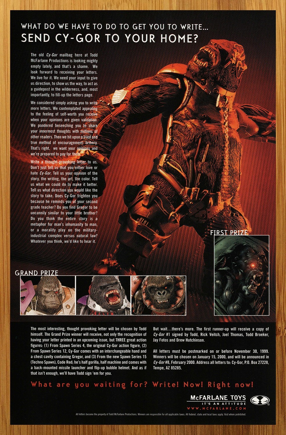 1998 McFarlane Toys Cy-Gor Vintage Print Ad/Poster Retro Spawn Figure Promo Art