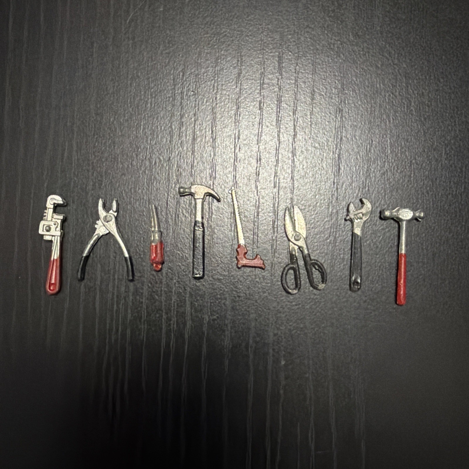 8 VINTAGE MINIATURE 1 1/4 in. TOY METAL TOOLS HAMMERS WRENCH PLIERS SCREWDRIVER
