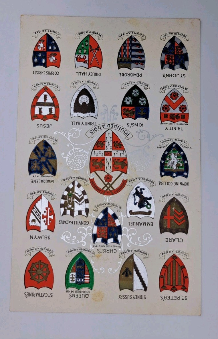 c1940\'s Postcard UK England Colleges Universities Coat of Arms unp