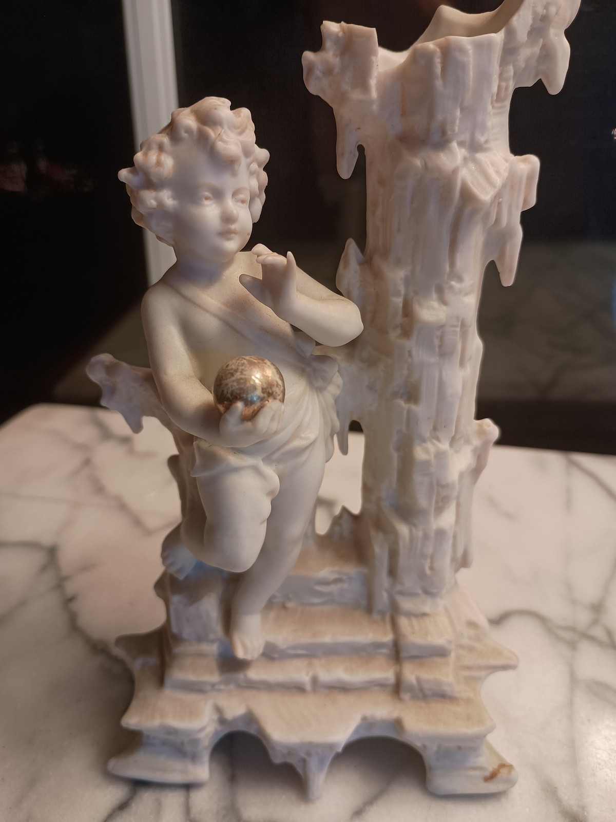 Fine Porcelain Bisque Figurine Of Cherub Or Putti, Likely18th C. Derby Porcelain