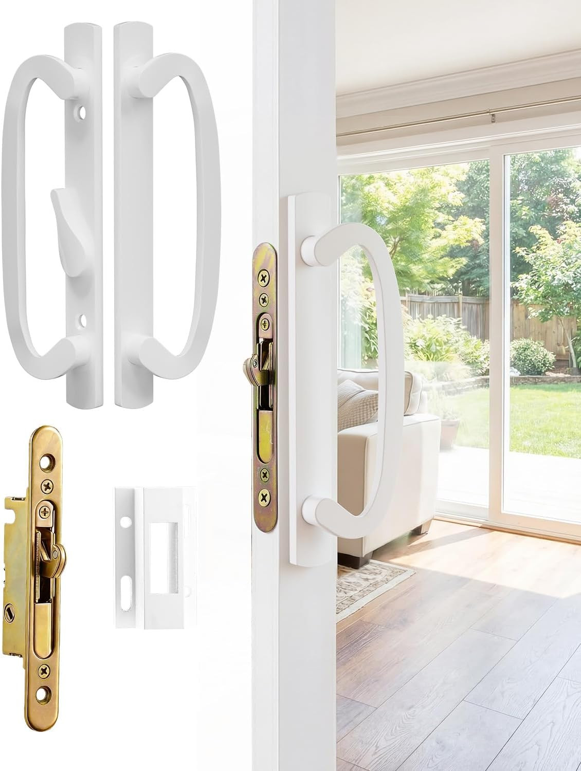 Offset Position Non-Keyed Sliding Patio Door Handleset, 45° Keyway 3-15/16\