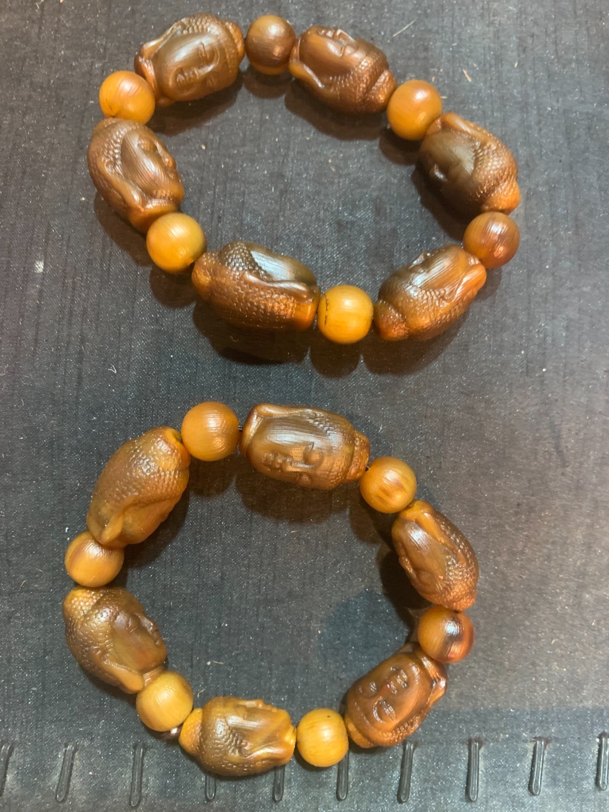 2 Pcs Rare Tibetan Natural Hand Carved *Bodhisattva* Beads Bracelets