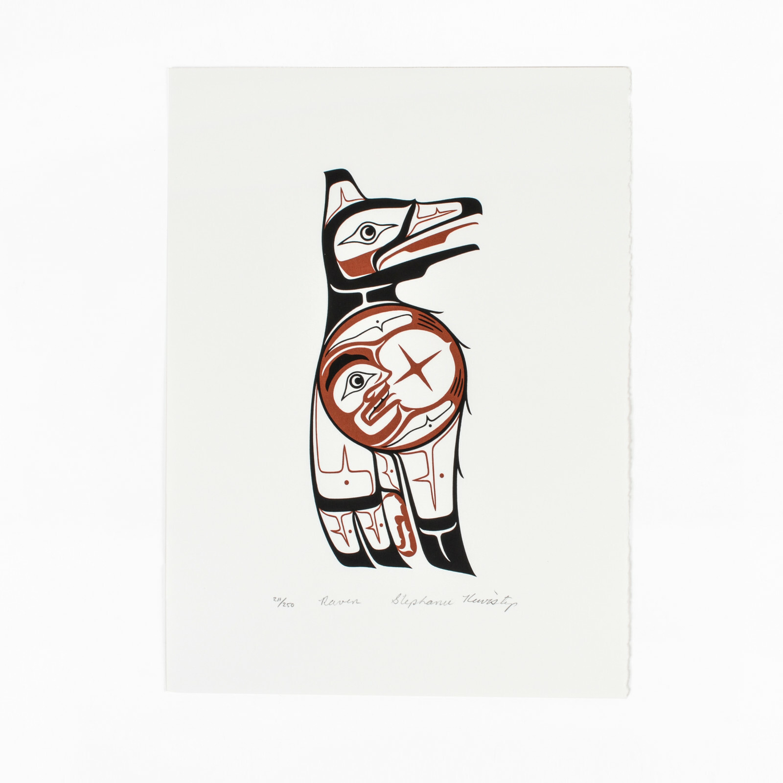 Northwest Native Raven and Moon Numbered Screen Print Northwest Native Raven and Moon Numbered Screen Print