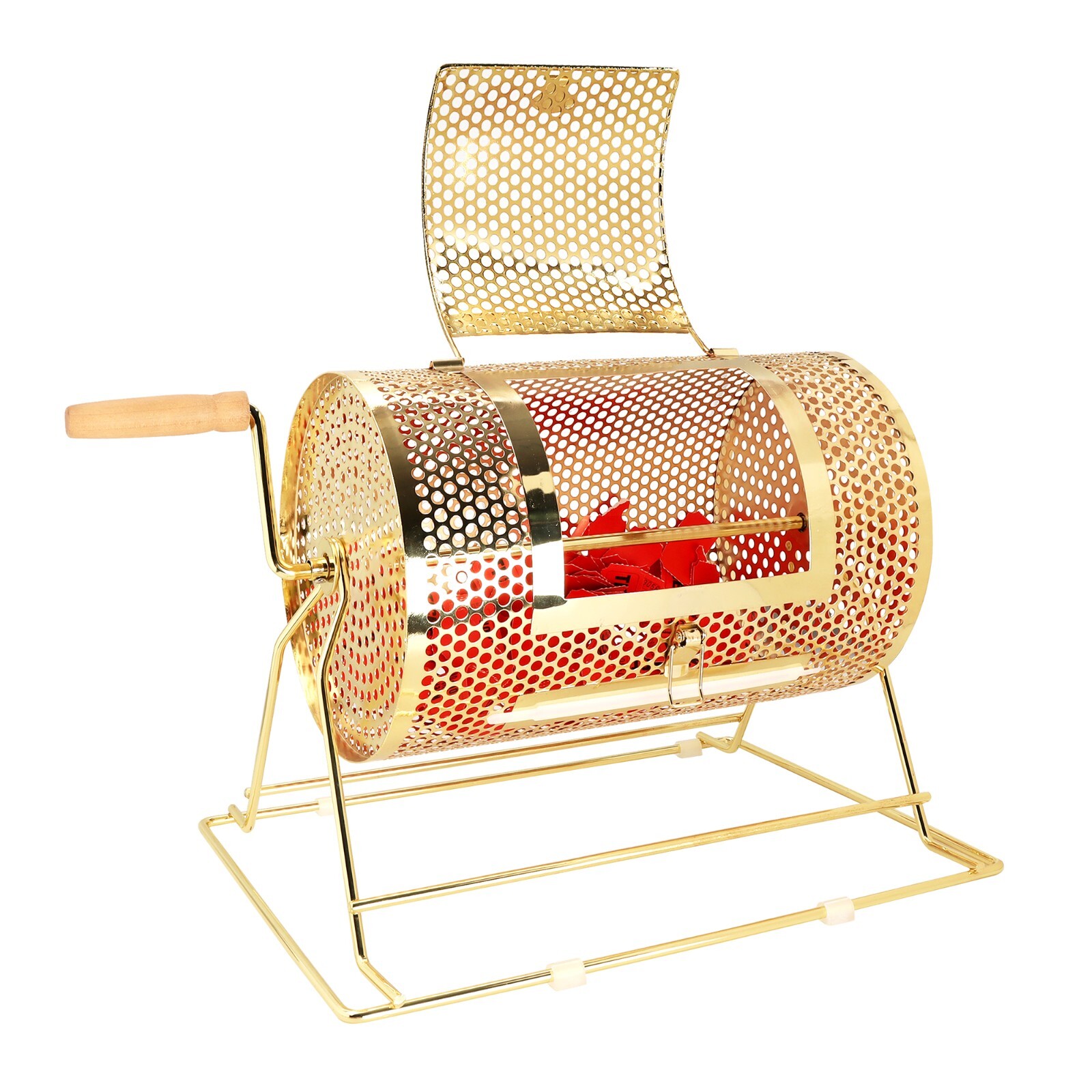 GSE Small Brass Raffle Drum Lottery Cage Holds 2500 Tickets or 80 Bingo Balls