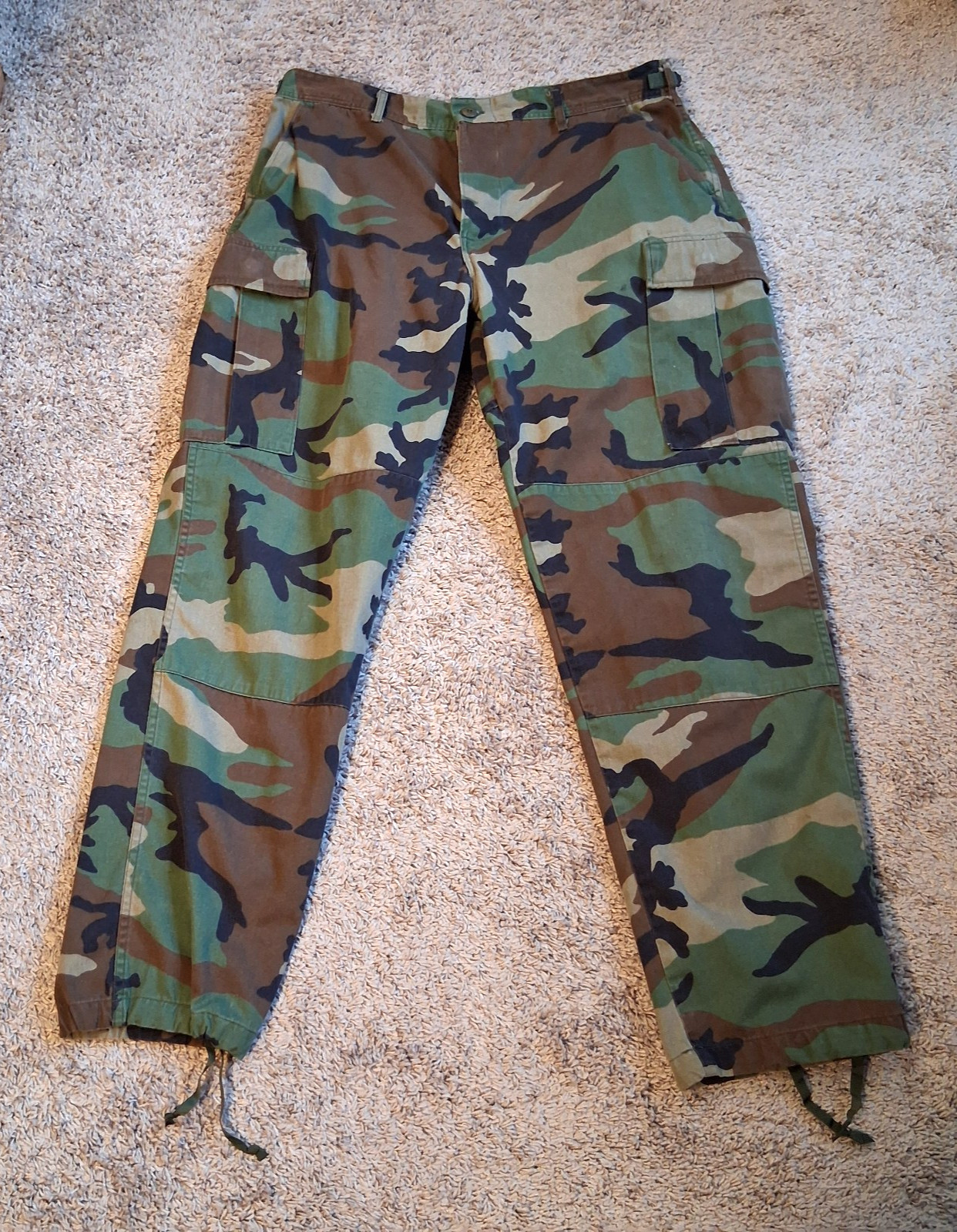 Vintage 2003 US Military BDU Cargo Pants Woodland Camo Men Size Large-Long