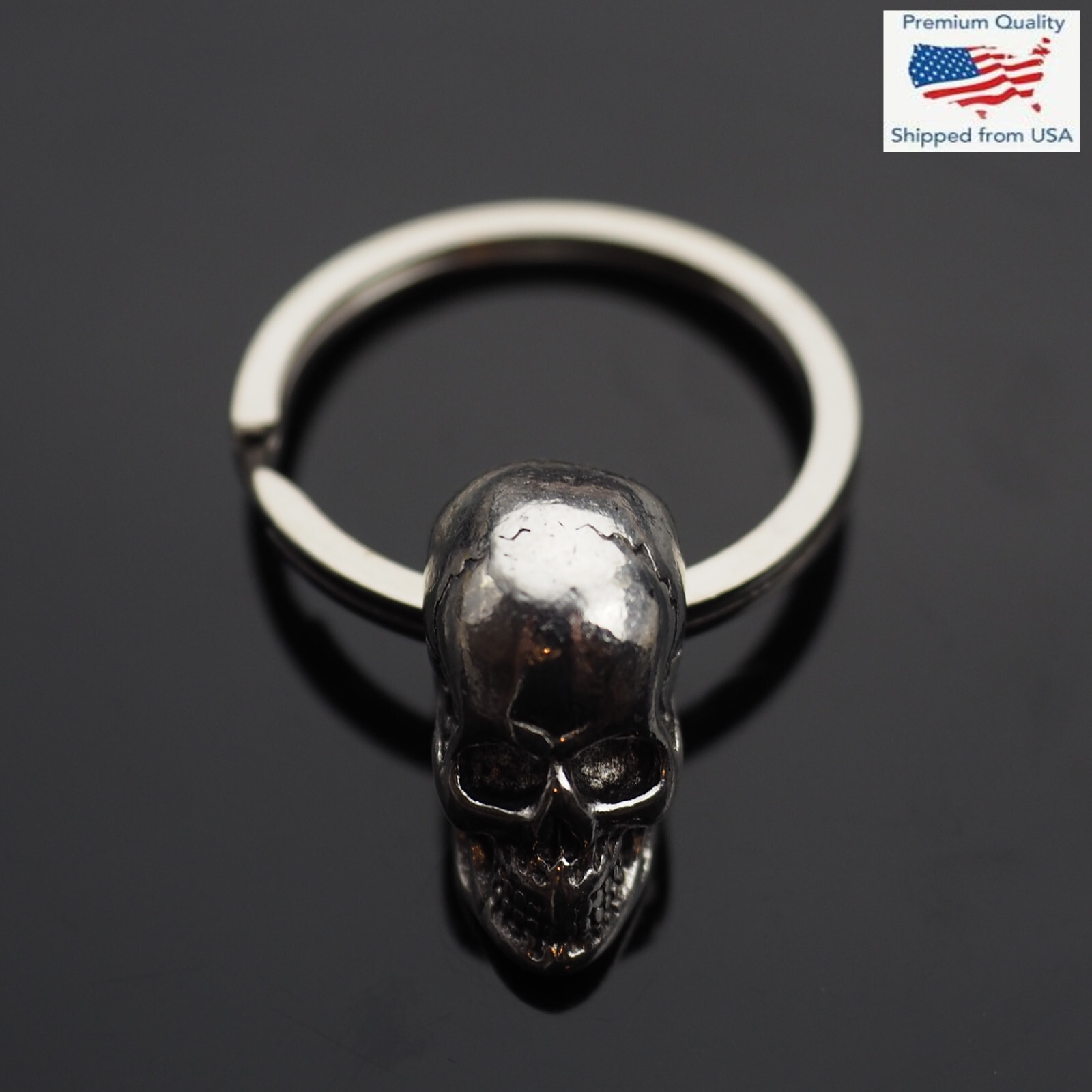 Skull Keychain Skeleton Grinning Teeth Bone Pendant Charm - 35mm Split Key Ring Skull Keychain Skeleton Grinning Teeth Bone Pendant Charm - 35mm Split Key Ring