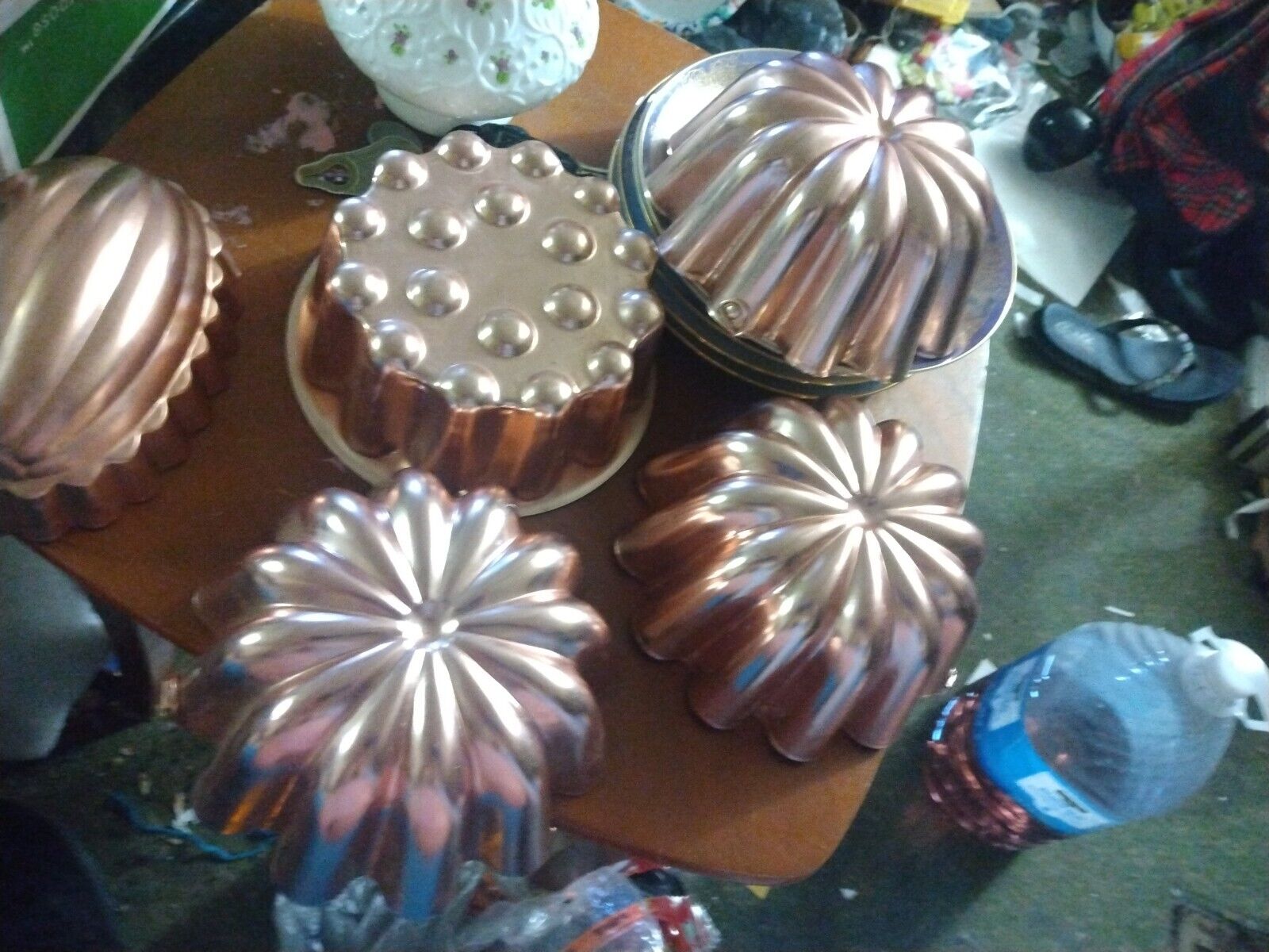 LOT 5X Copper Tone Cake Pan Jello-O Mold Wall Hangings Great Condition